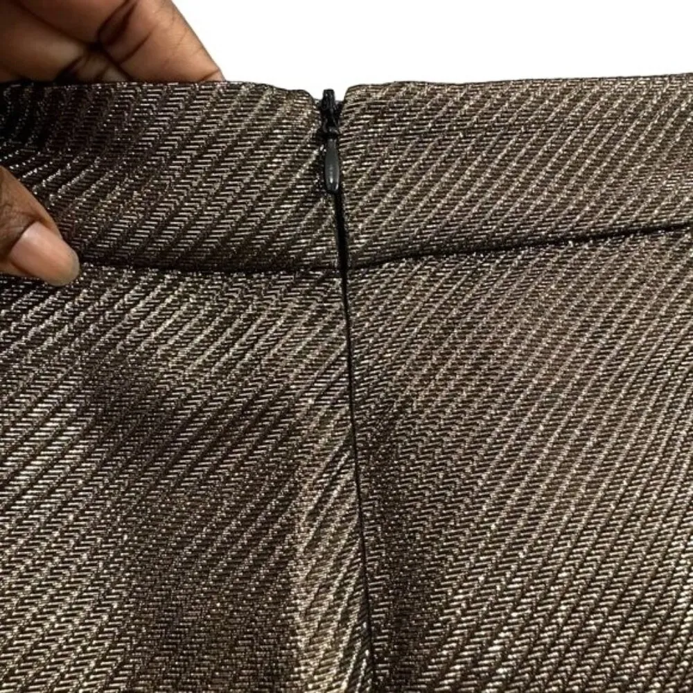 H&M Metallic Gold A Line Mini Skirt Size 6 Fall Fashion Office Casual - Image 4