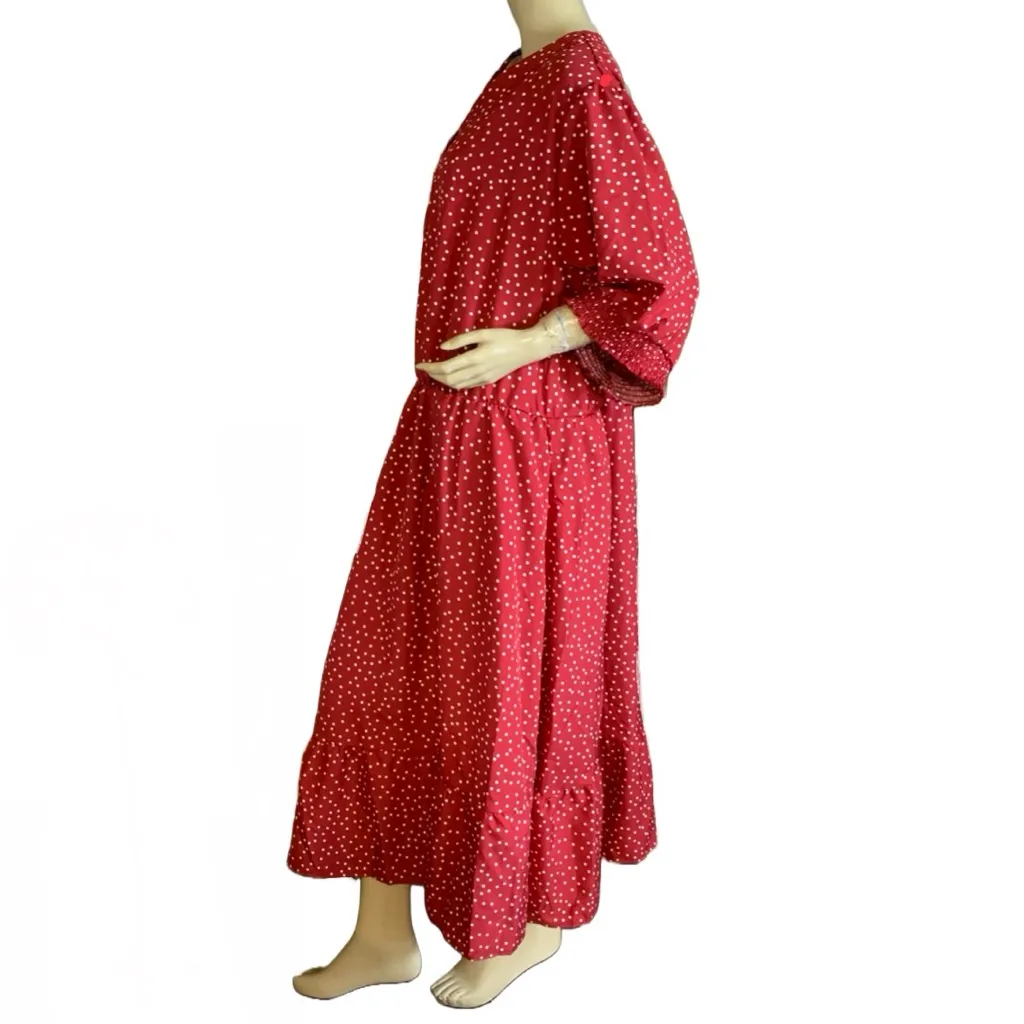 BLOOMCHIC RED AND WHITE POLKA DOT MAXI DRESS NWT (28) Size 3X - Image 5