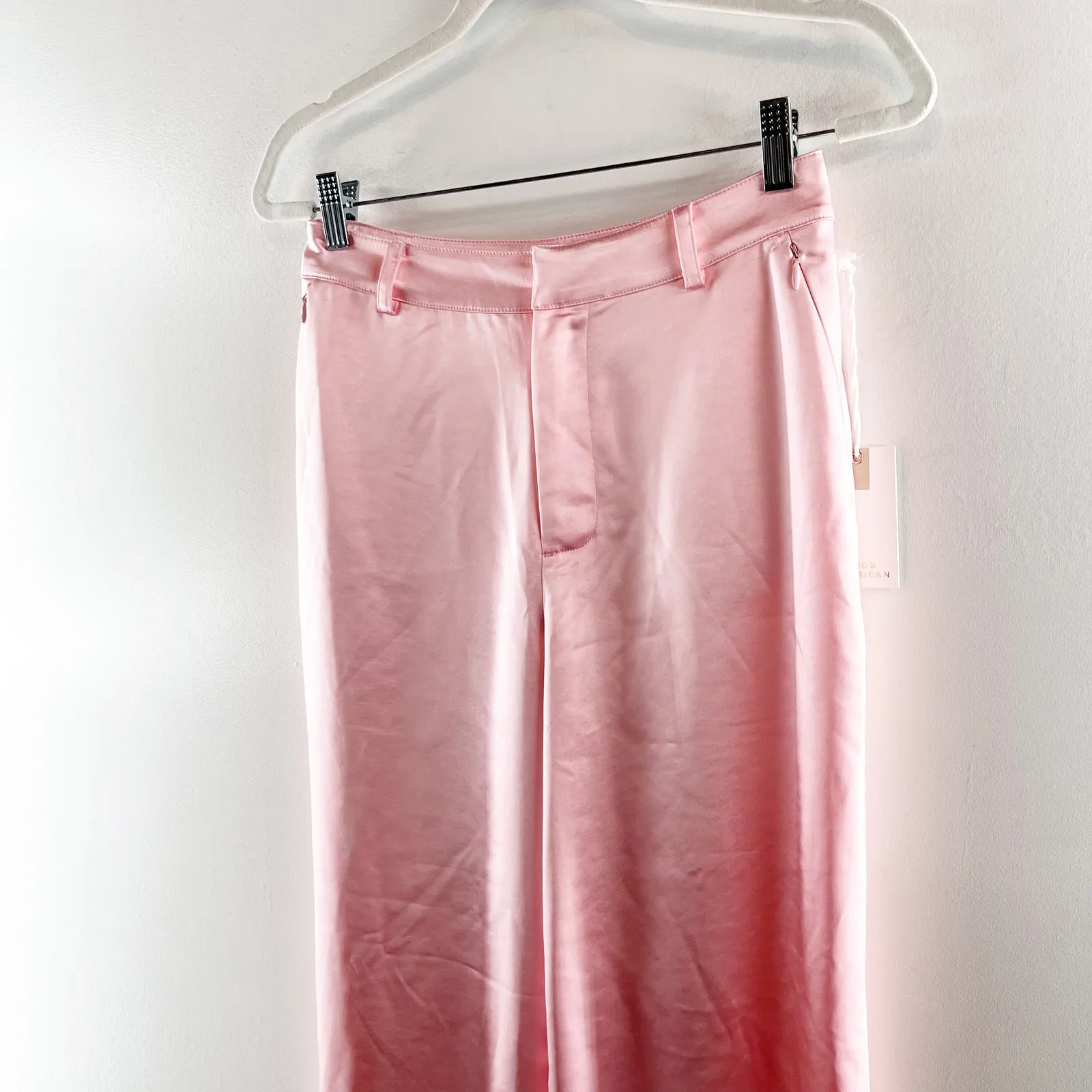 Good American High Rise Satin Trouser Pants Bubble Pink 0 / 25 - Image 7