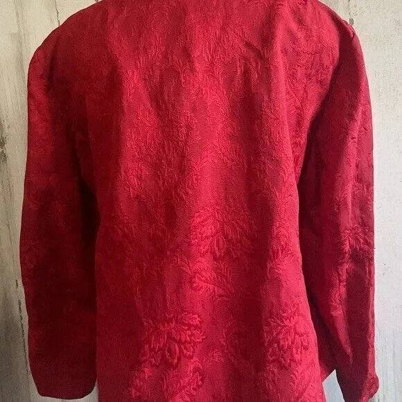 Vintage Talbots blazer tapestry cherry scarlet red 2X woman Double Breasted‎ - Image 11