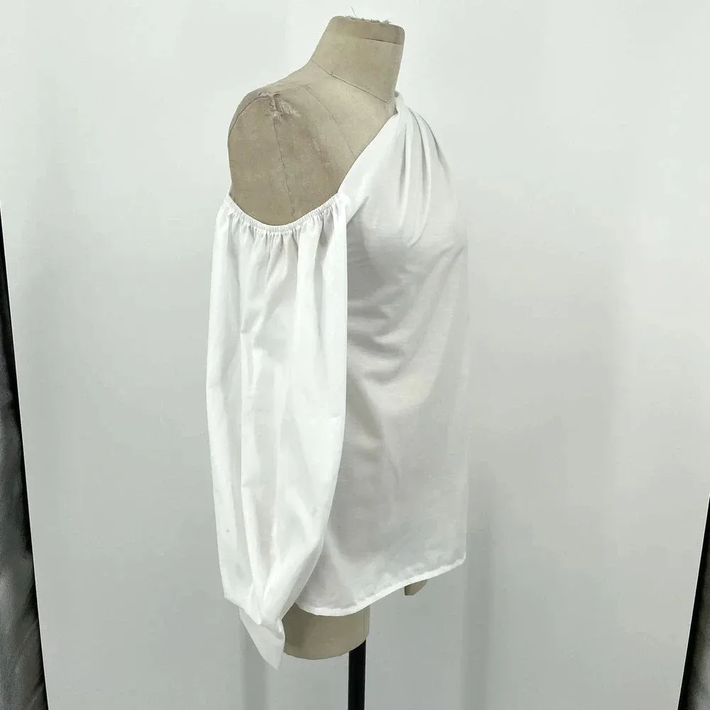 HL Affair One Side Off the Shoulder Blouse Top White Long Sleeve Size Medium‎ - Image 5