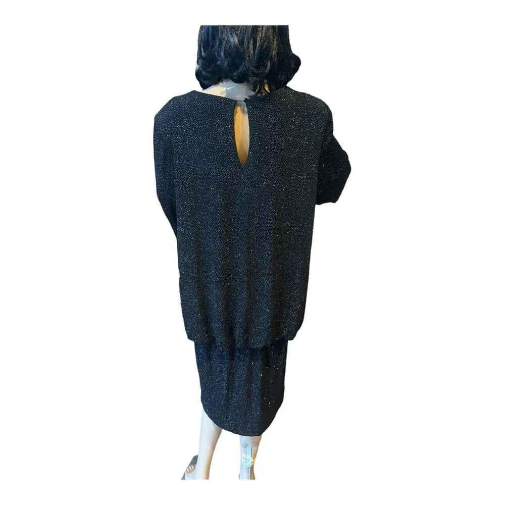 Formal Onyx Nite black pop over shimmering formal drop waist dress size 18 - Image 11