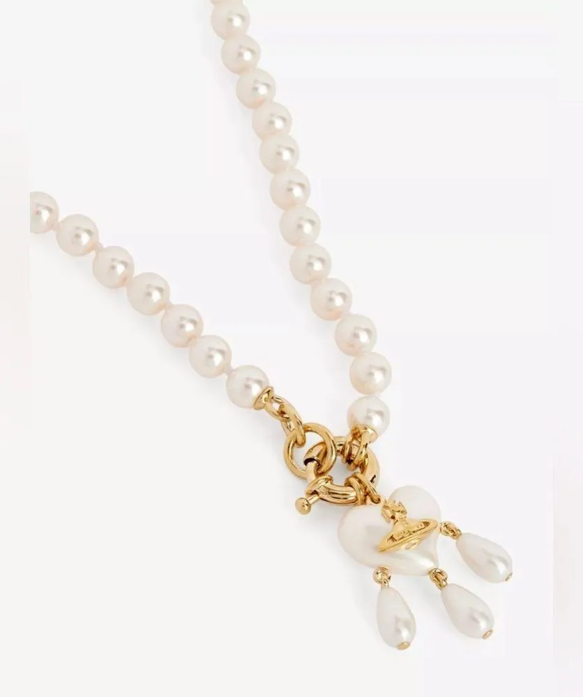 Sheryl Faux-pearl and Brass Necklace - Image 2