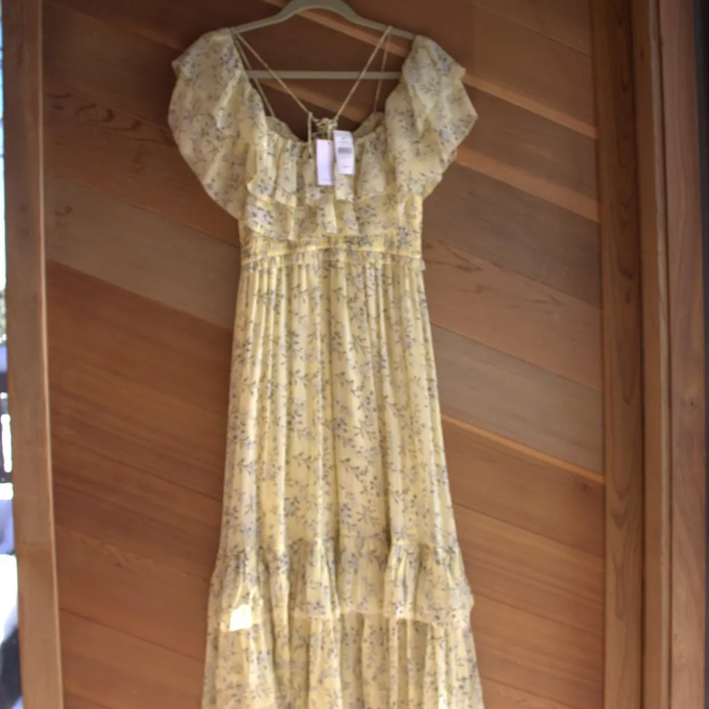 *NWT* ULLA JOHNSON PENNINAH YELLOW FLORAL MIDI DRESS SZ US 4 100% SILK - Image 7