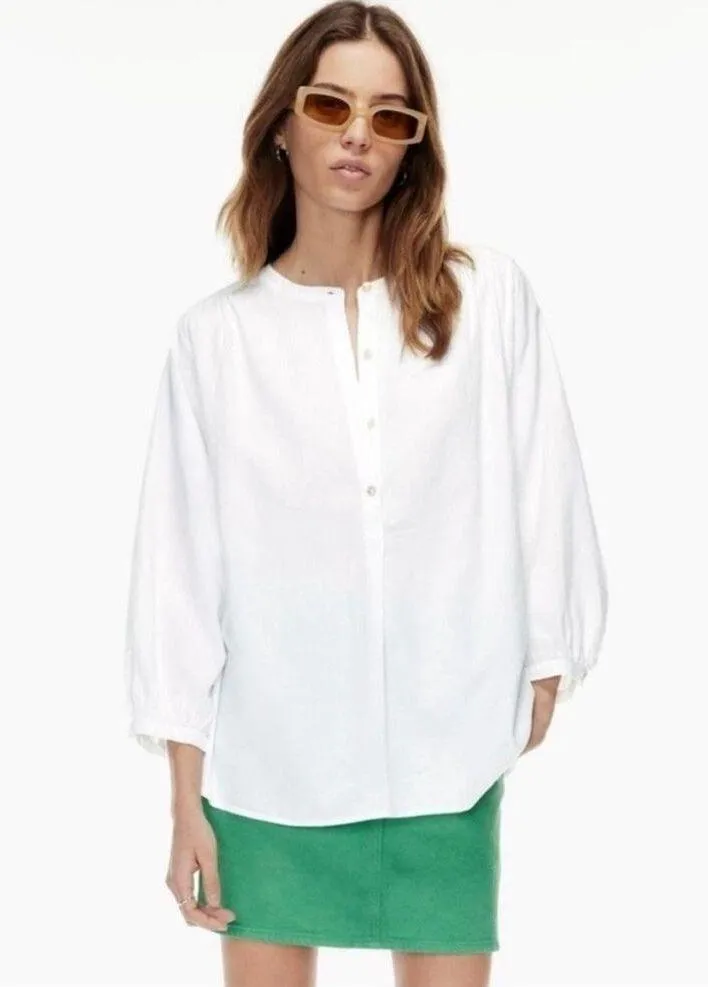 Wilfred Free X Aritzia Linen Blend Half Button-up Blouse - White - XS - Image 2