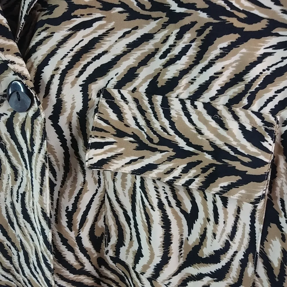 Kathie Lee 8 Tiger Animal Print Shirt Dress Black - Image 5