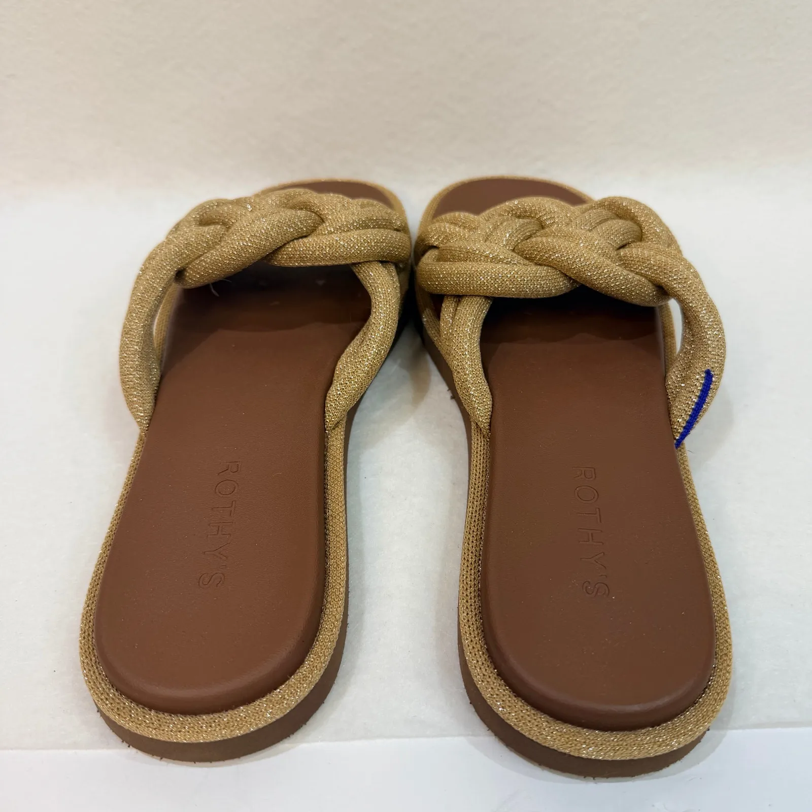 Rothys The Summer Sandal Golden Sun Bronze Metallic Slip On Braided Straps 9.5 - Image 4