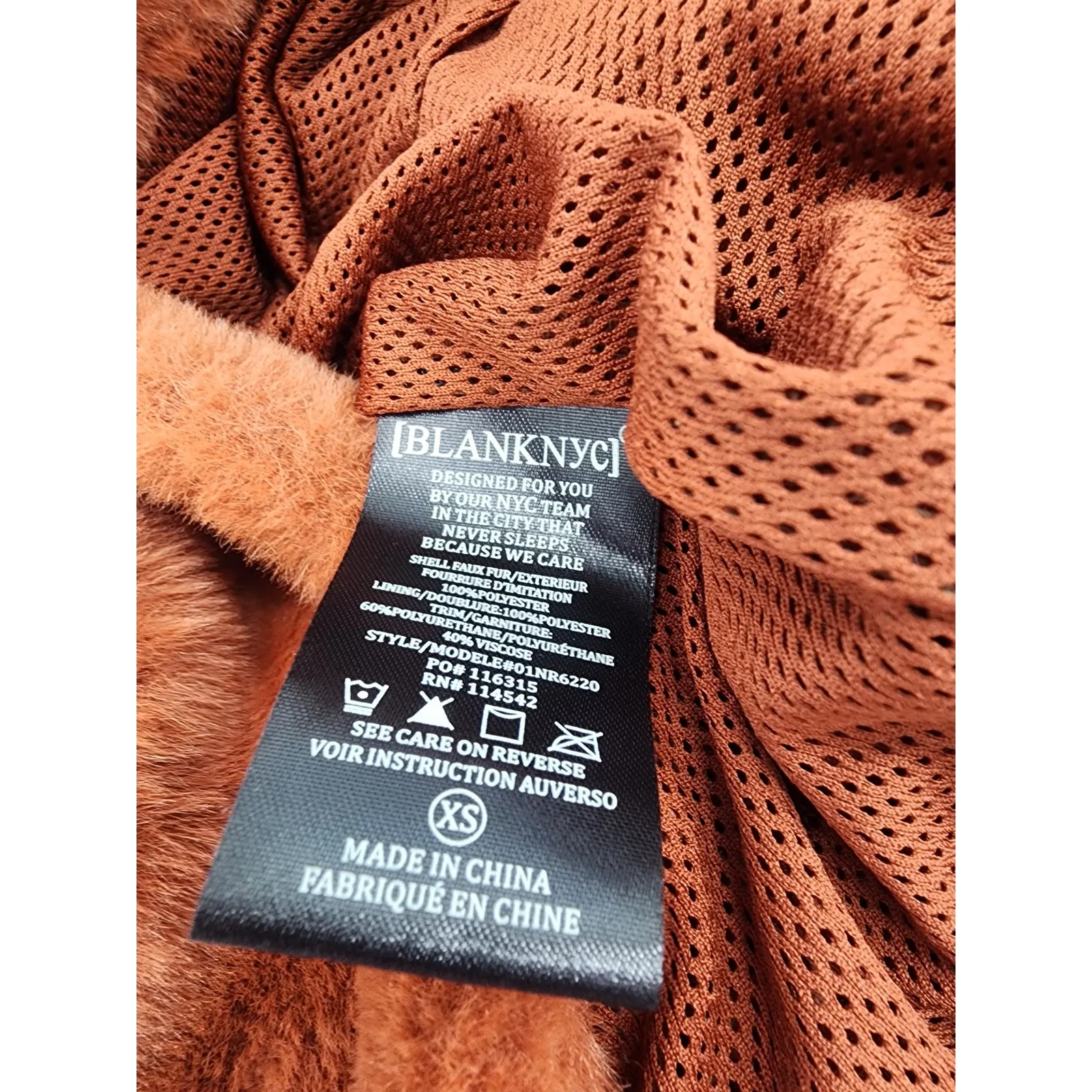 Blank NYC Burnt Orange Fuzzy Half-Zip Pullover Jacket Women’s XS - Image 7