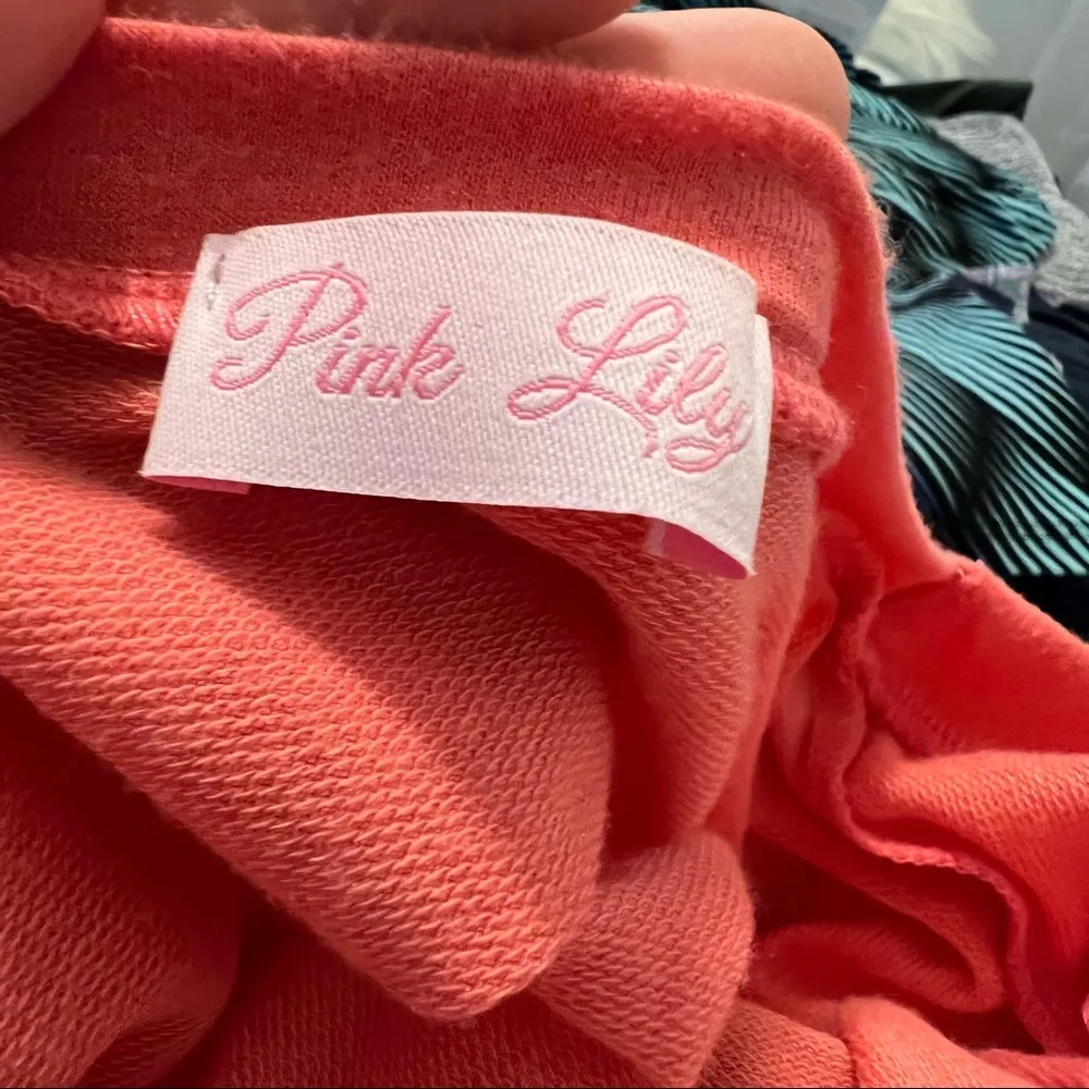 Pink Lily Button Down Tie Front Top Coral Pink - Image 9