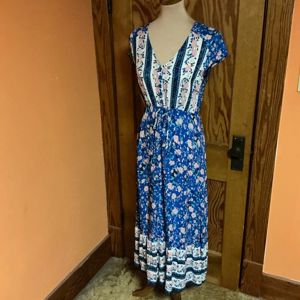 Blue Floral Boho Maxi Dress | Cottagecore V - Image 9