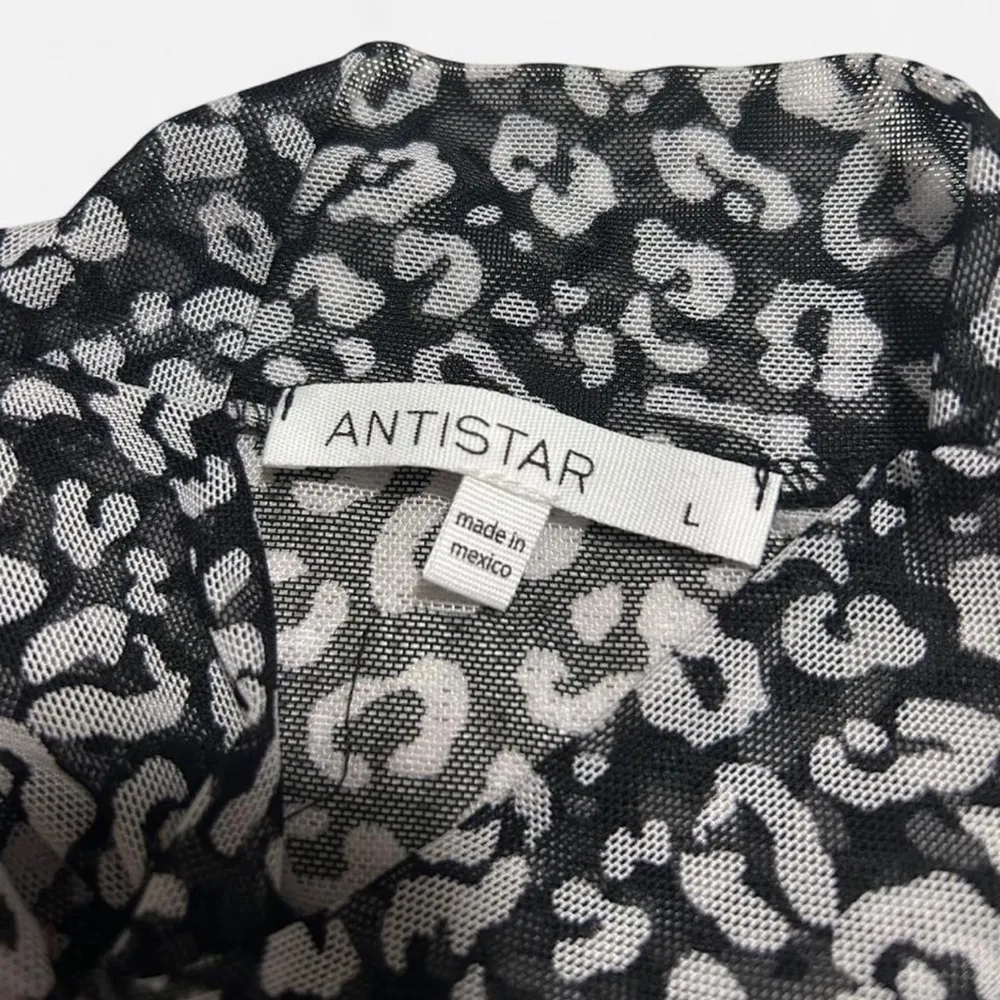 Antistar Black Mesh Leopard Long Sleeve Mock Neck Top - Size L - Image 5