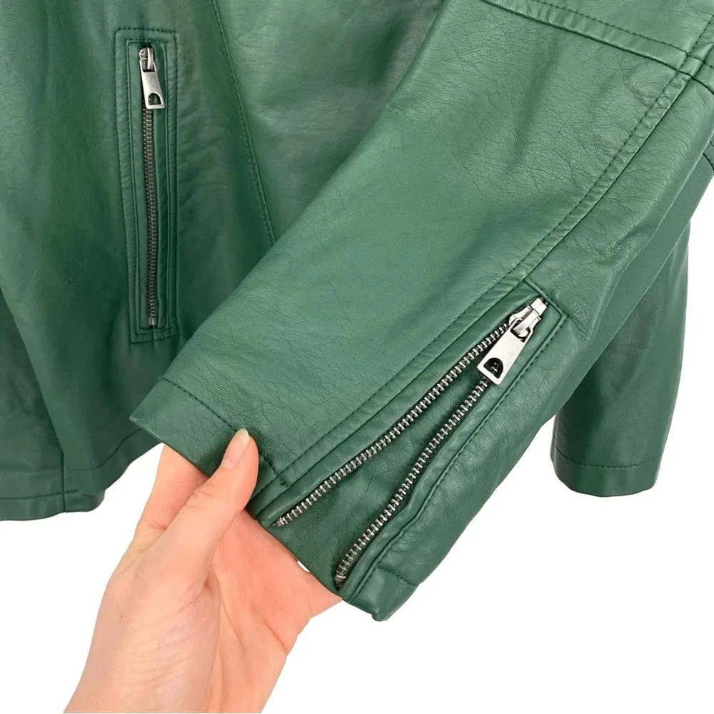 STYLE & CO Faux Leather Moto Jacket Hunter Green XXL - Image 3
