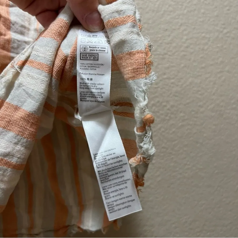 Topshop Orange Vertical Striped Rope Straps Flowy Tank Top Cotton Summer Size 8 - Image 7