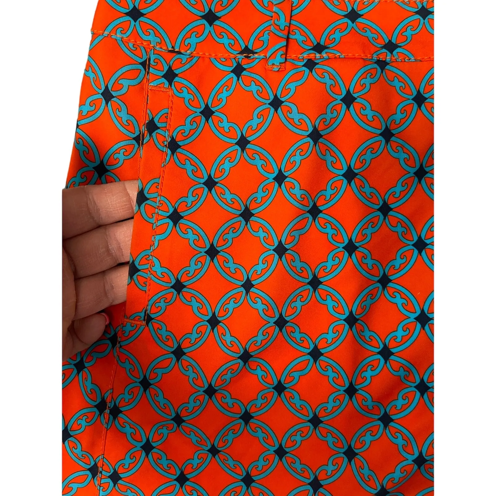 Cutter & Buck Dritec Orange & Blue‎ Geometric Print Golf Skort Size 8 - Image 7