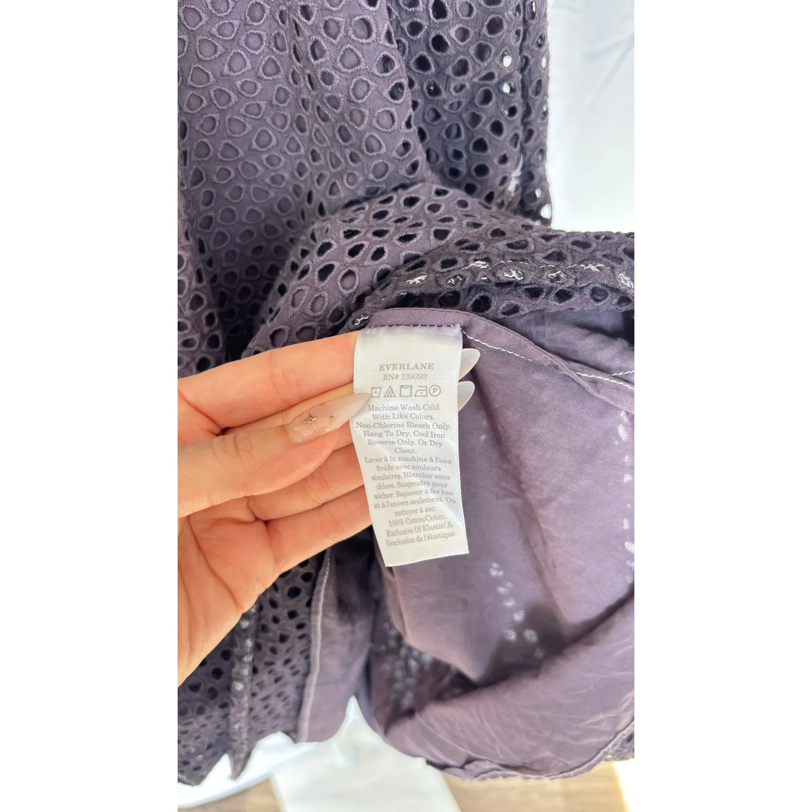 Everlane Women's Eyelet Cotton‎ Dress Size S Purple Pockets - Image 5
