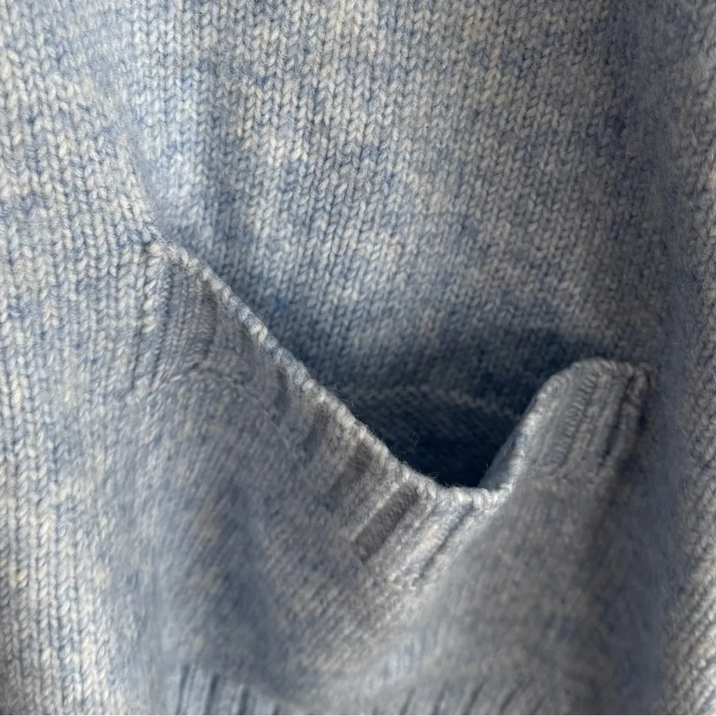 Oversized Soft Blue Knit Cardigan Sweater Button Pockets Minimalist Preppy Cozy - Image 5