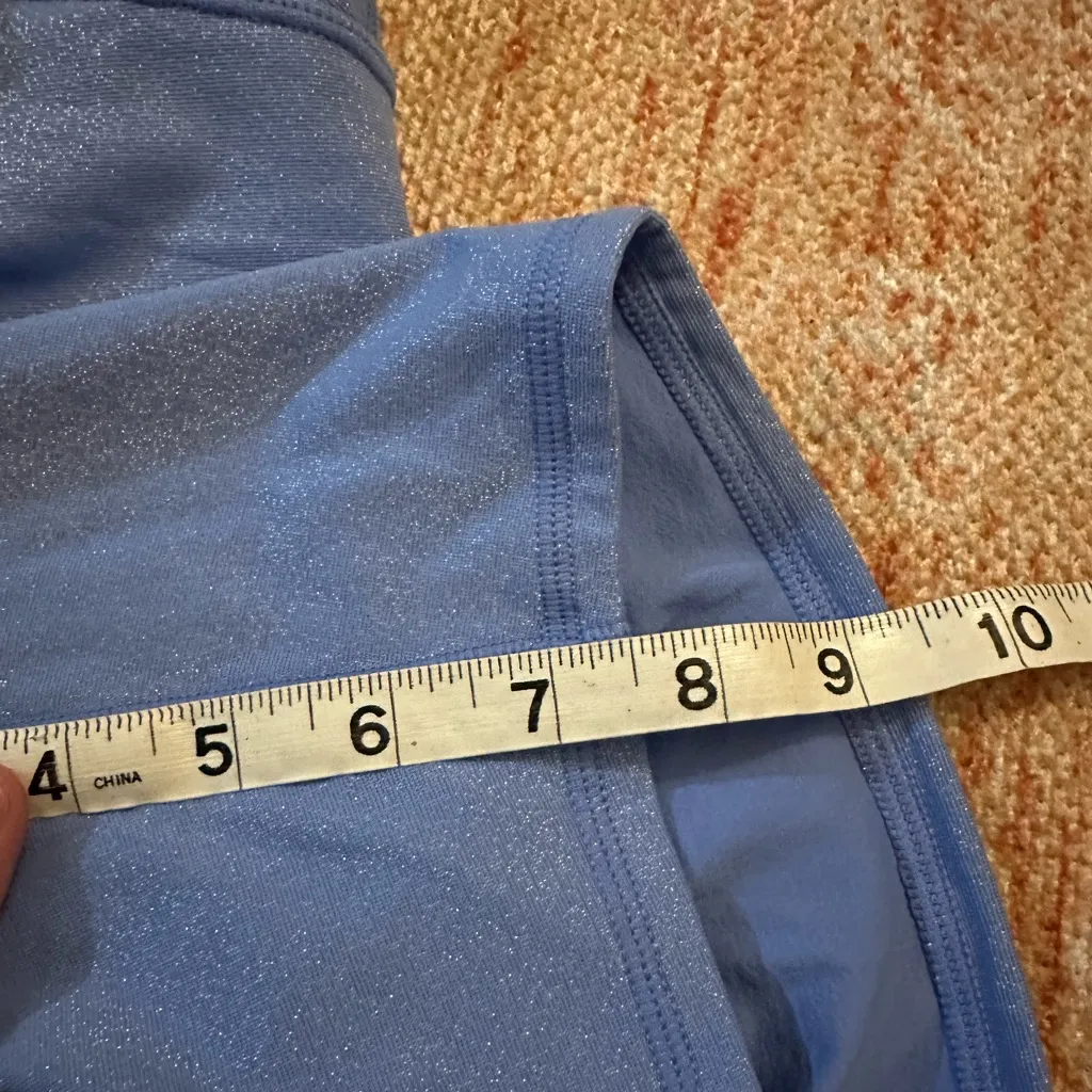 ALO Yoga High Waist Glitter Bike Short in Marina/Silver Size large light blue - Image 5