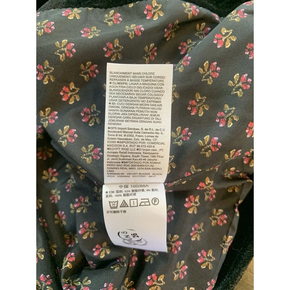 Old Navy Velvet Blazer Jacket Womens Small Black Career One Button Preppy Office - Image 6