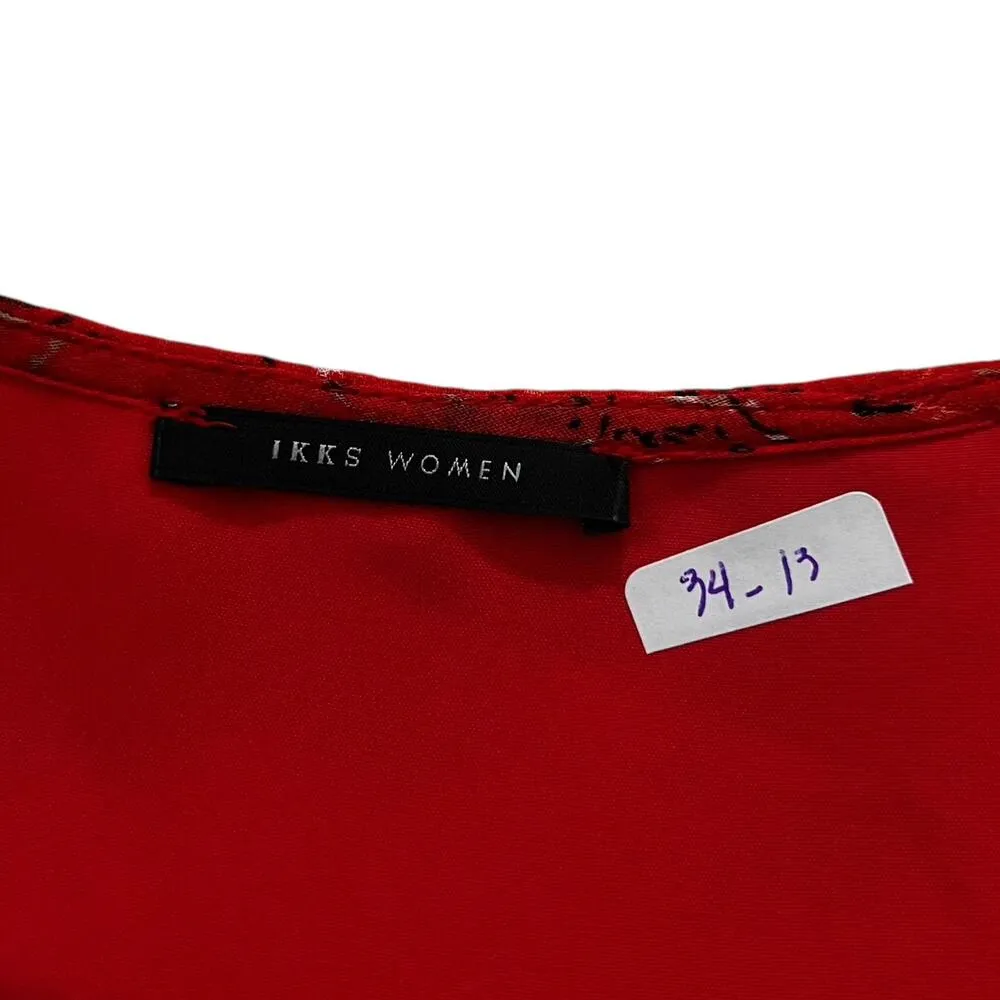 IKKS Women Red Floral Blouson Above The Knee Dress Women Size 36 | 34 - Image 5