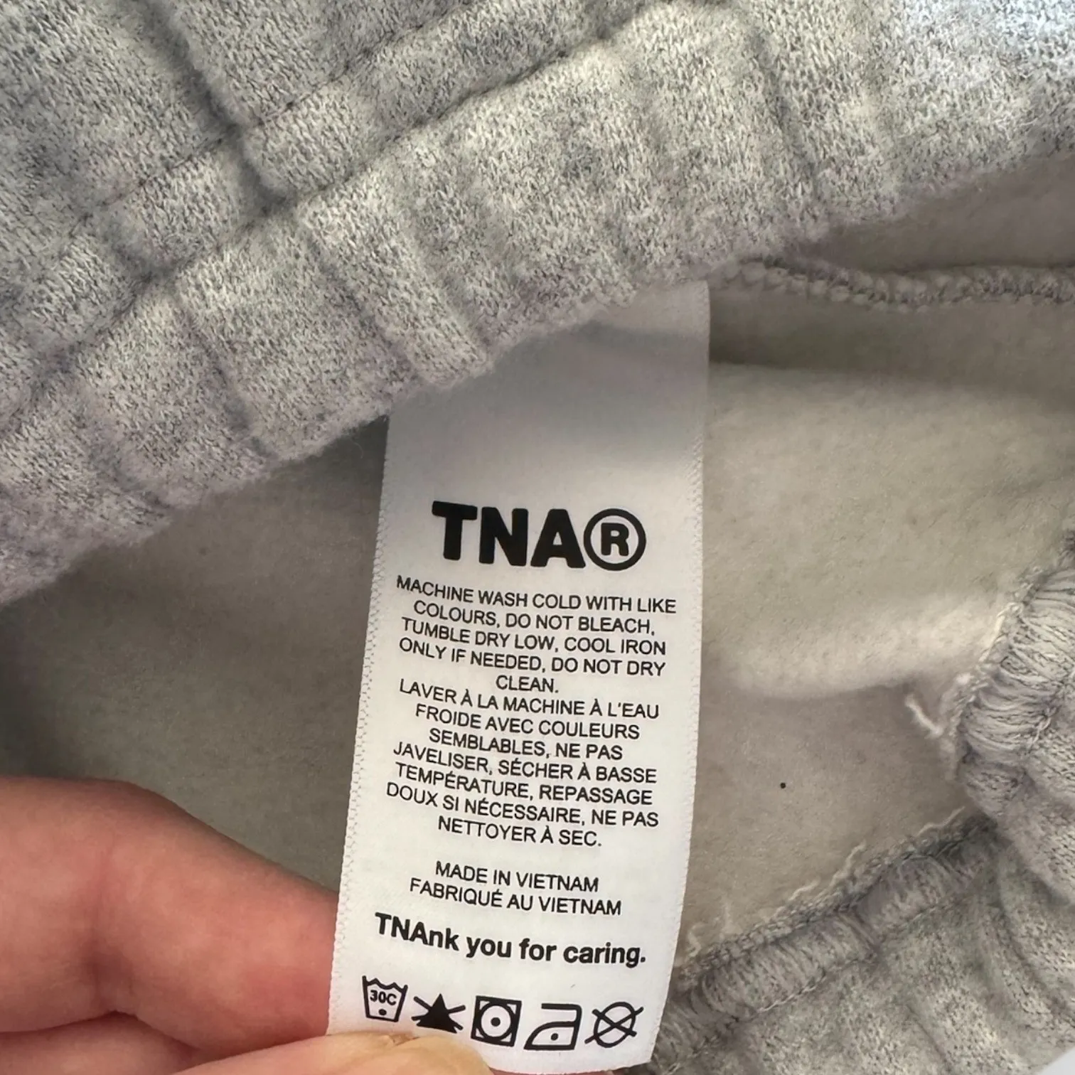 TNA Sweatfleece Cropped Cinched Waist Crew Neck Sweatshirt Heather Chrome XS NEW Gray - Image 7