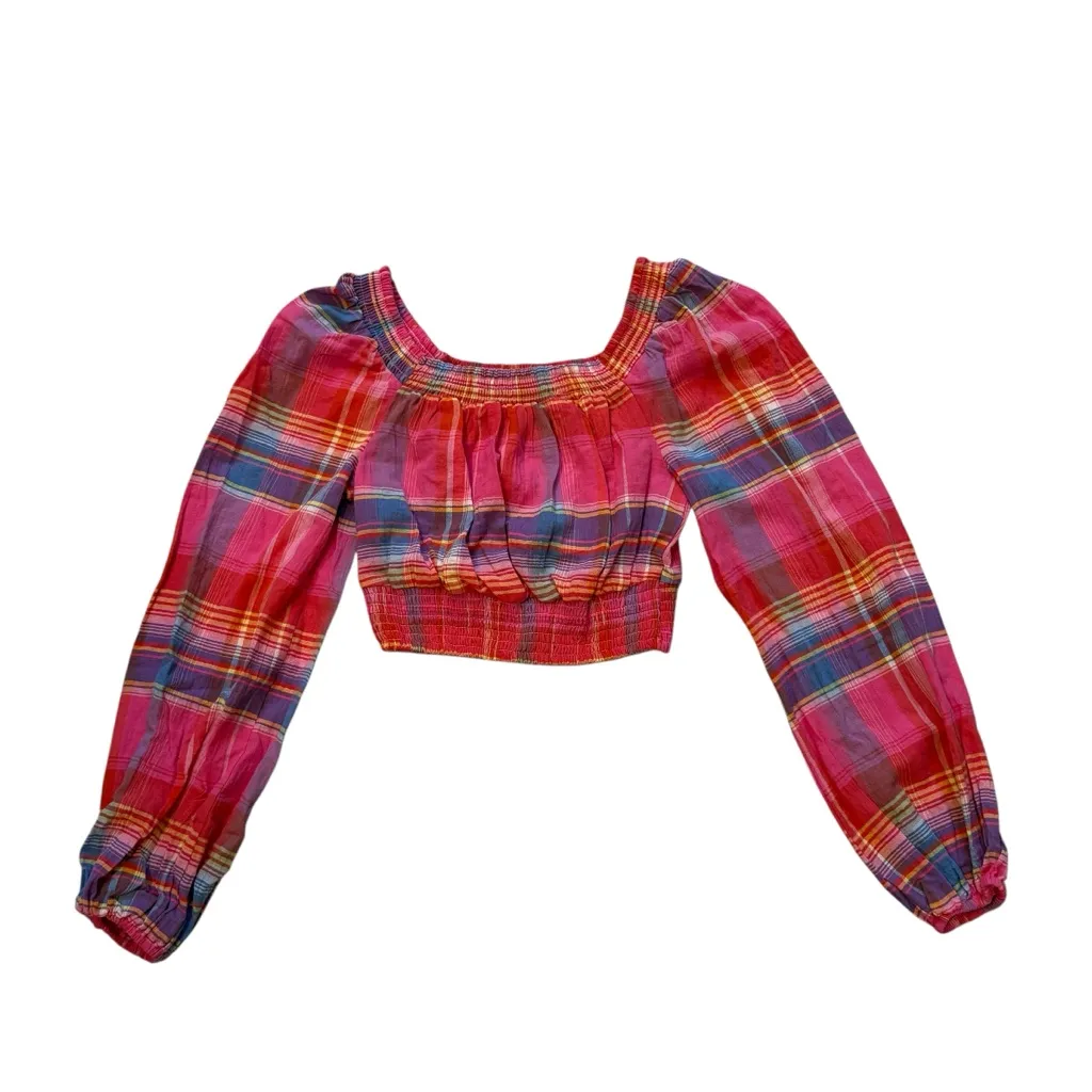 NWT, Sanctuary Laurie Solet Madras Smocked Crop Top, Sz XS - Image 11