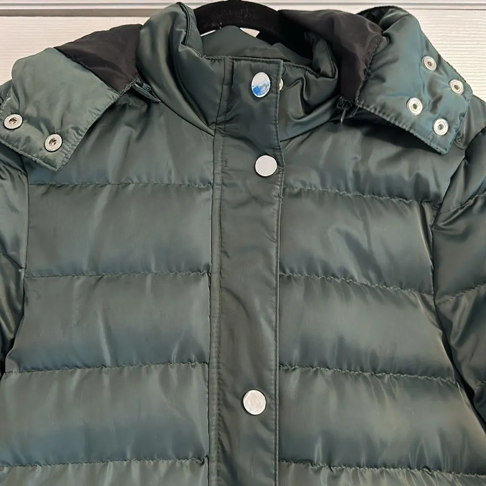 NUX Women’s Dark Green Removable Hood Puffer Zipper Jacket Size M Silver Size M - Image 4