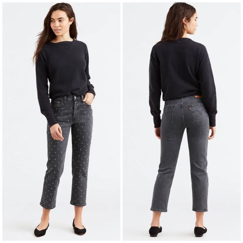 Black/Grey  501 Bejeweled Rock Stud High Waisted Jeans - Image 14