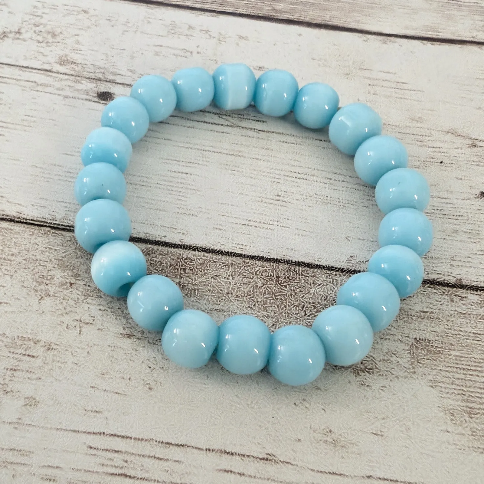 Vintage Bracelet Light Blue Stretch Bracelet - Image 4