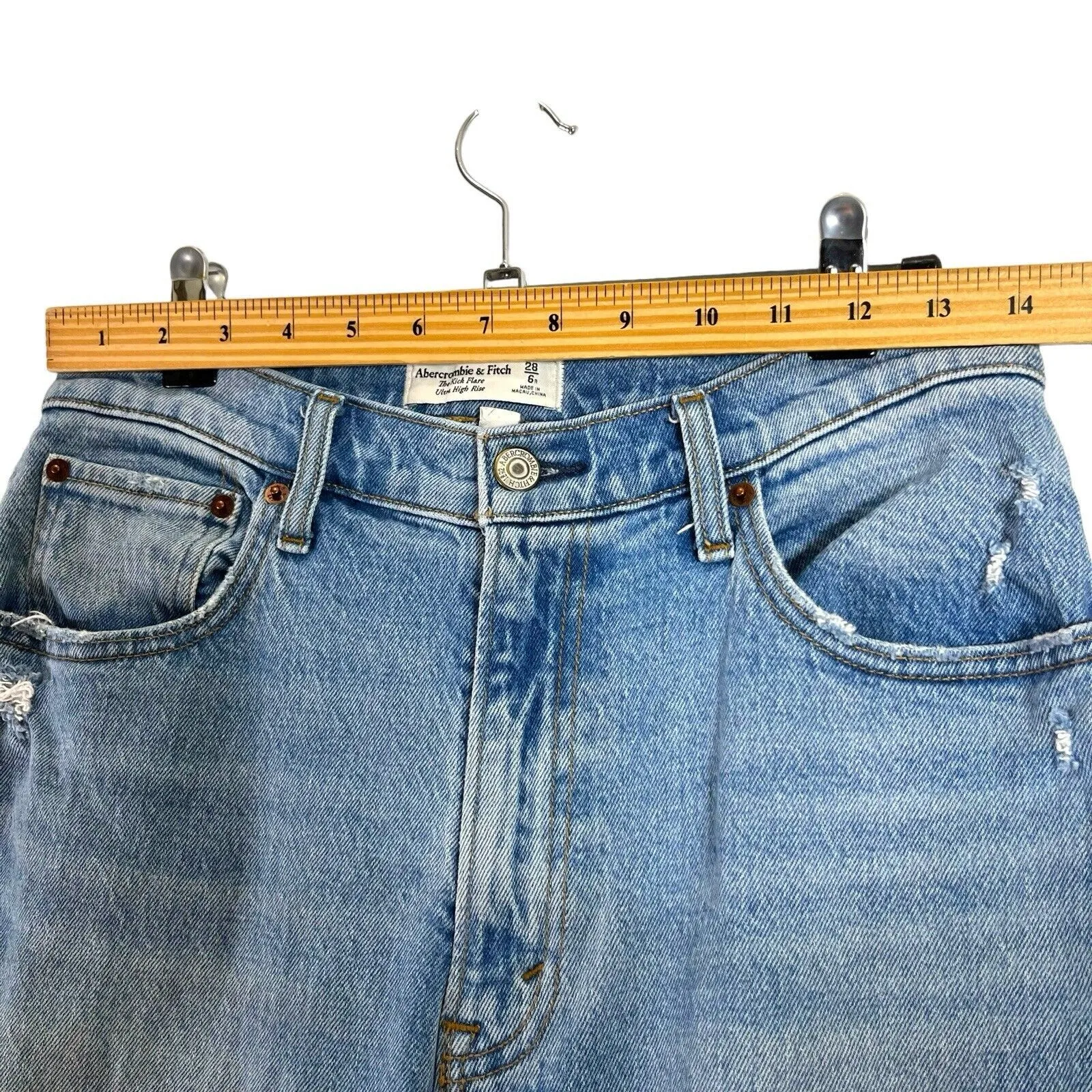 Abercrombie & Fitch Curve Love Kick Flare Jeans Cropped Distressed Women’s 28 - Image 8