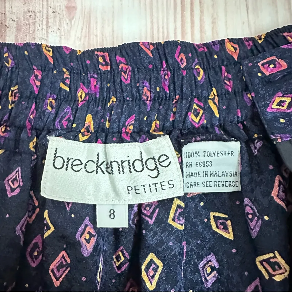 Vintage Breckenridge Petites Purple Geometric Patterned Pleated Midi Skirt Sz 8P - Image 9