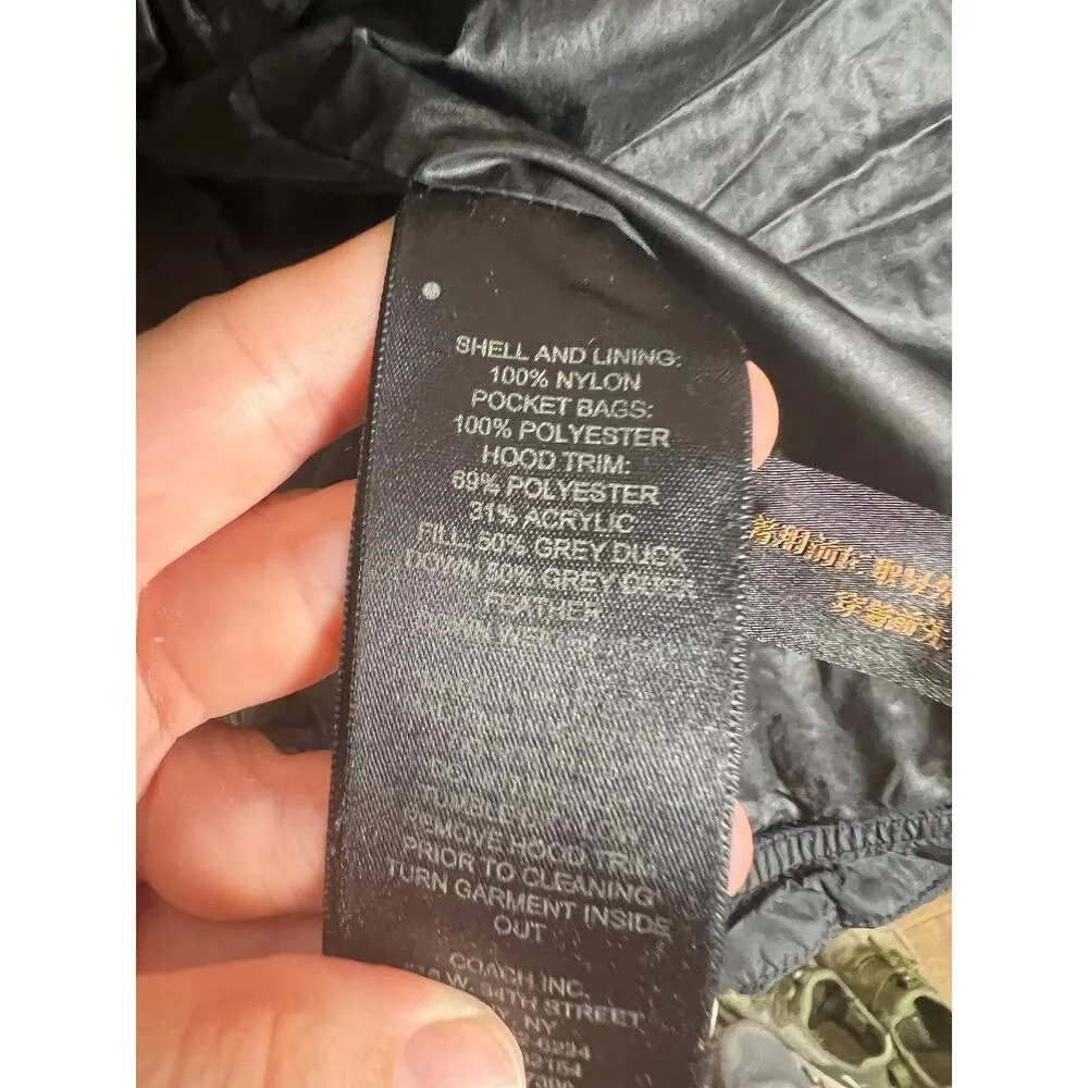 Coach Icon Black Zip Up Short Nylon Down Puffer Jacket Size Medium - Image 8