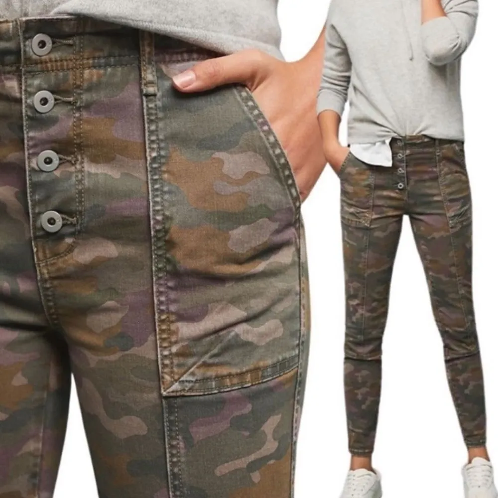 Anthropologie Pants Camouflage Skinny Jeans Streetwear Button Fly 25 - Image 3