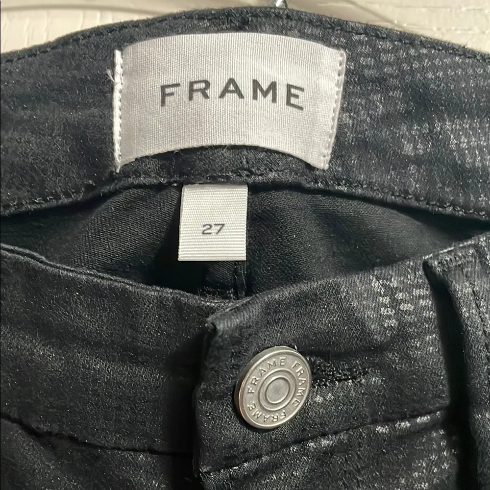 💖 Frame Le Crop Mini Boot Black Jeans in Houndstooth Shine - Image 5