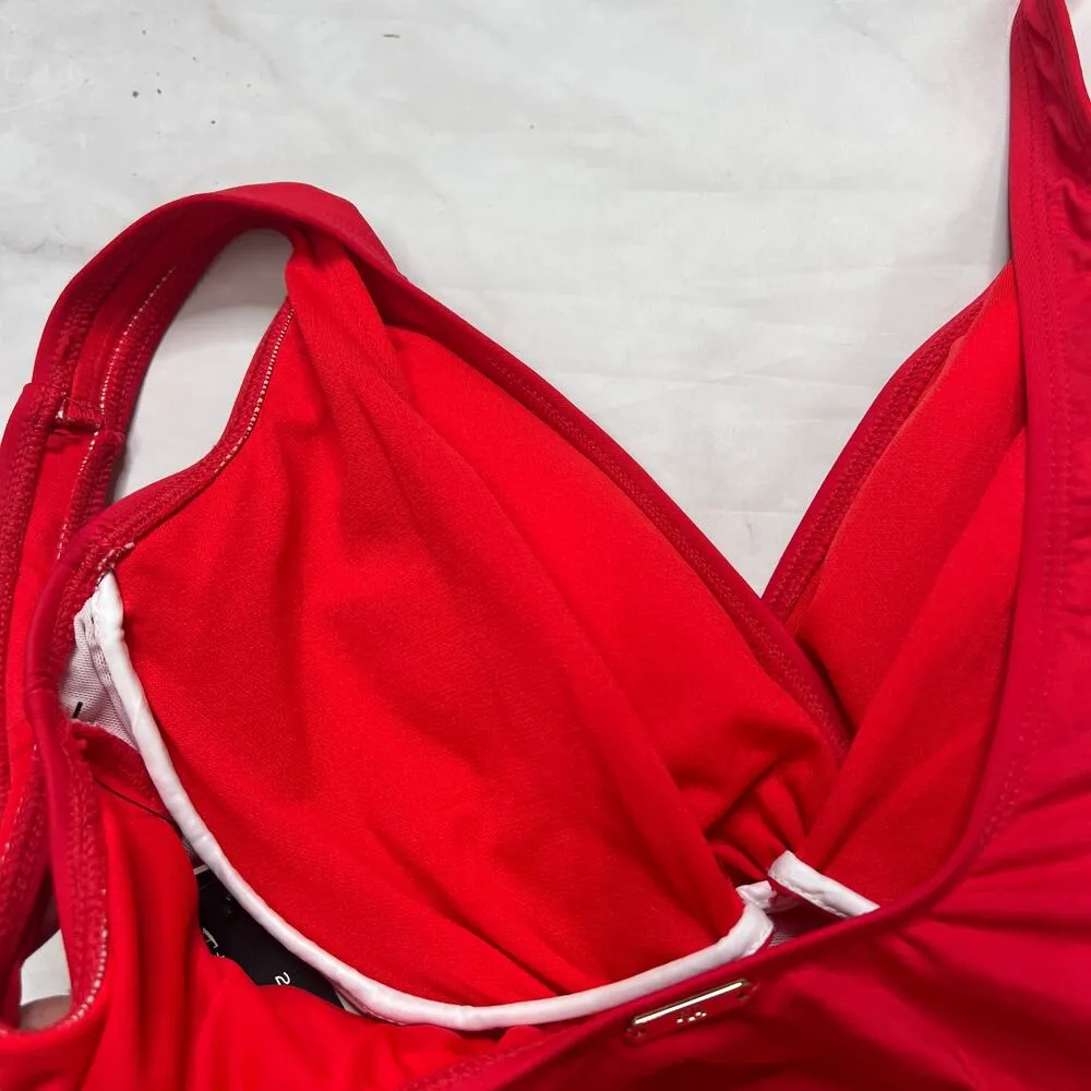 LRL Ralph Lauren Beach Blub Solid Twist Underwire One Piece Size 6 Red Slimming - Image 6