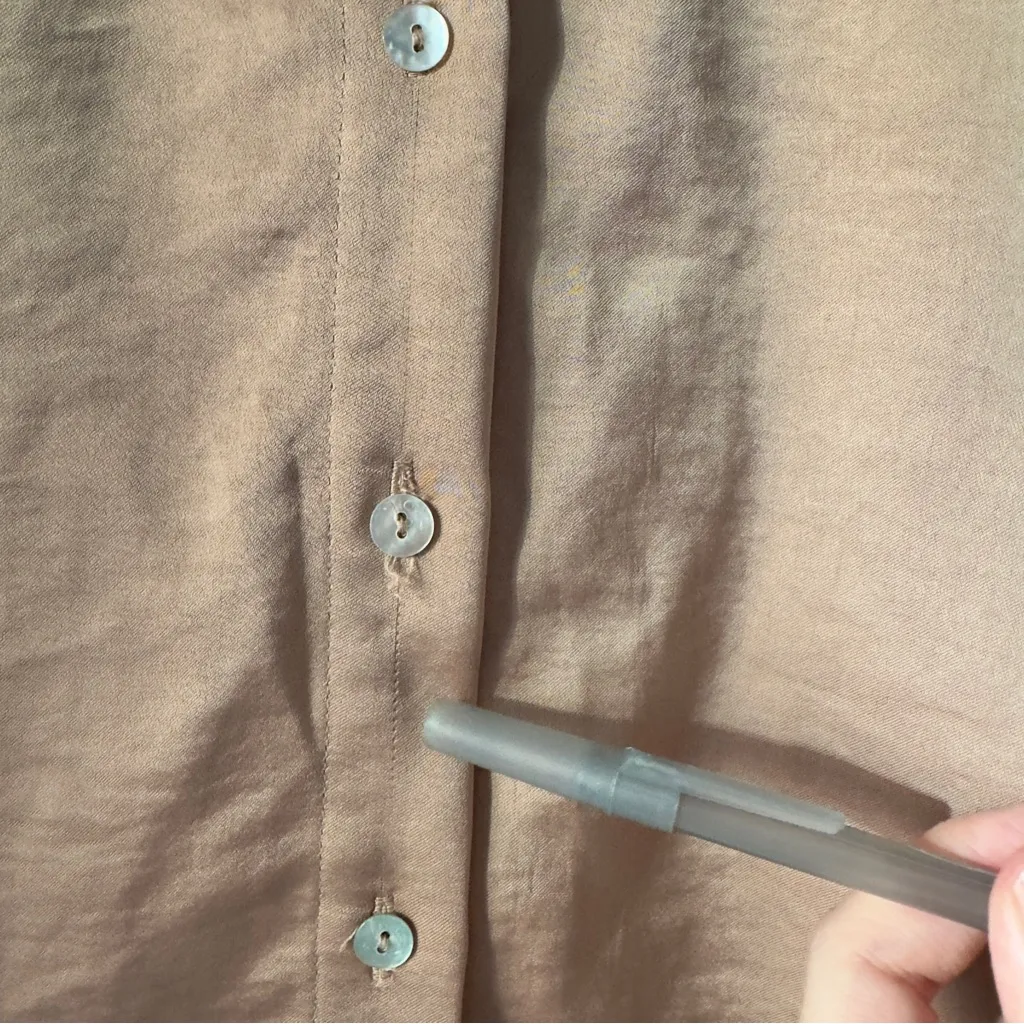 House of Harlow 1960 Revve Tan Women's Button-Up Crop Top Satin Collared Solid S - Image 6