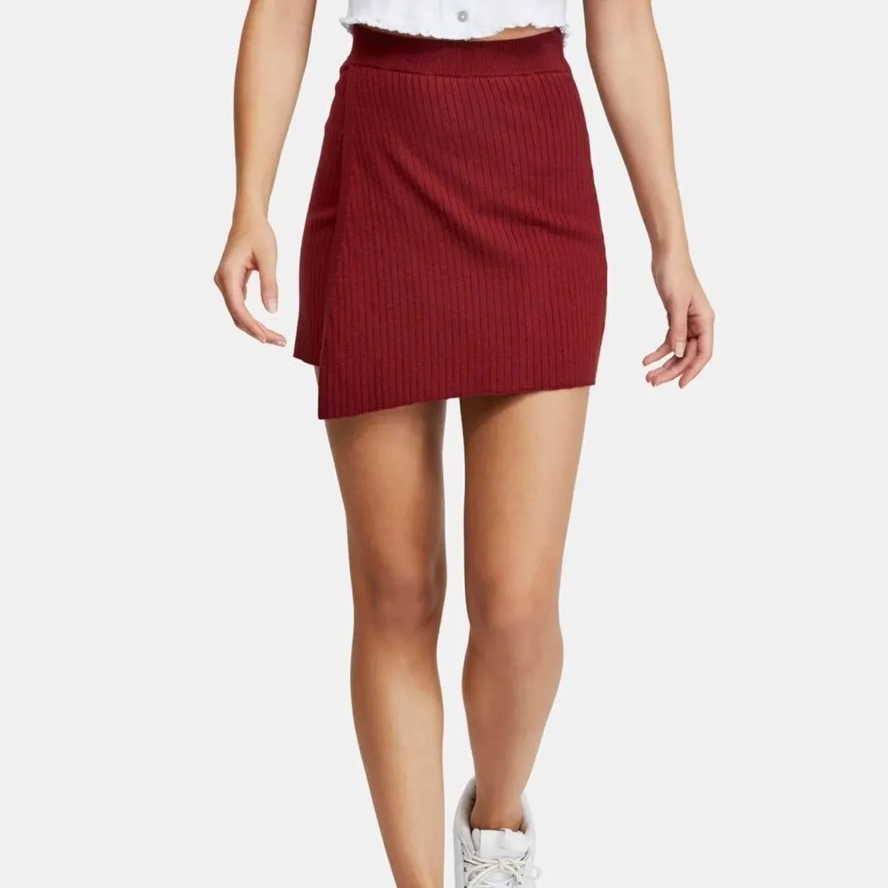 Free People Mod Wrap Skirt in Wine - Image 6