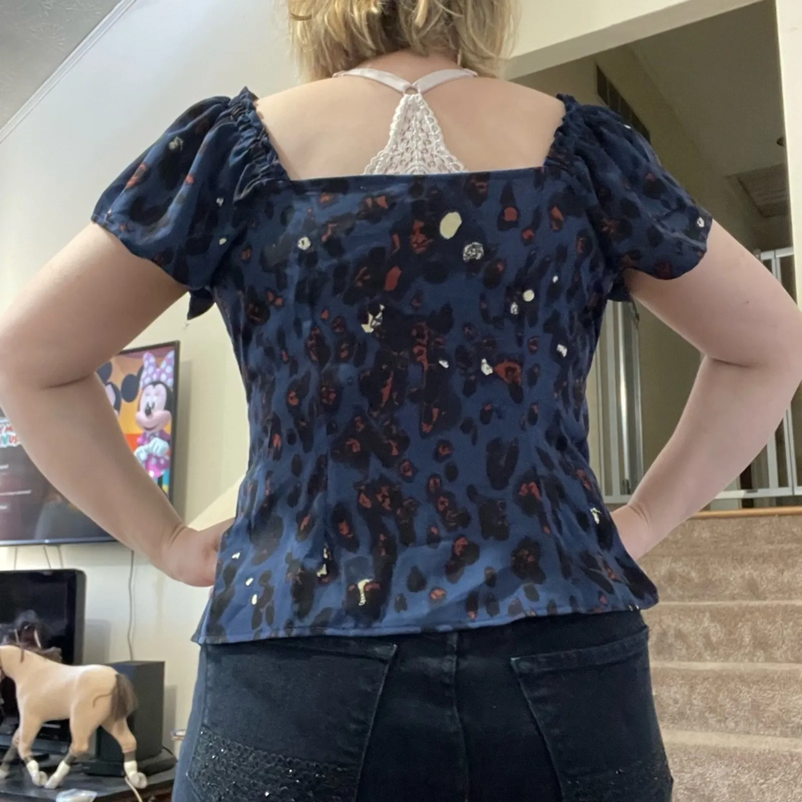 Unique Vintage blue cutout tie top - Image 2