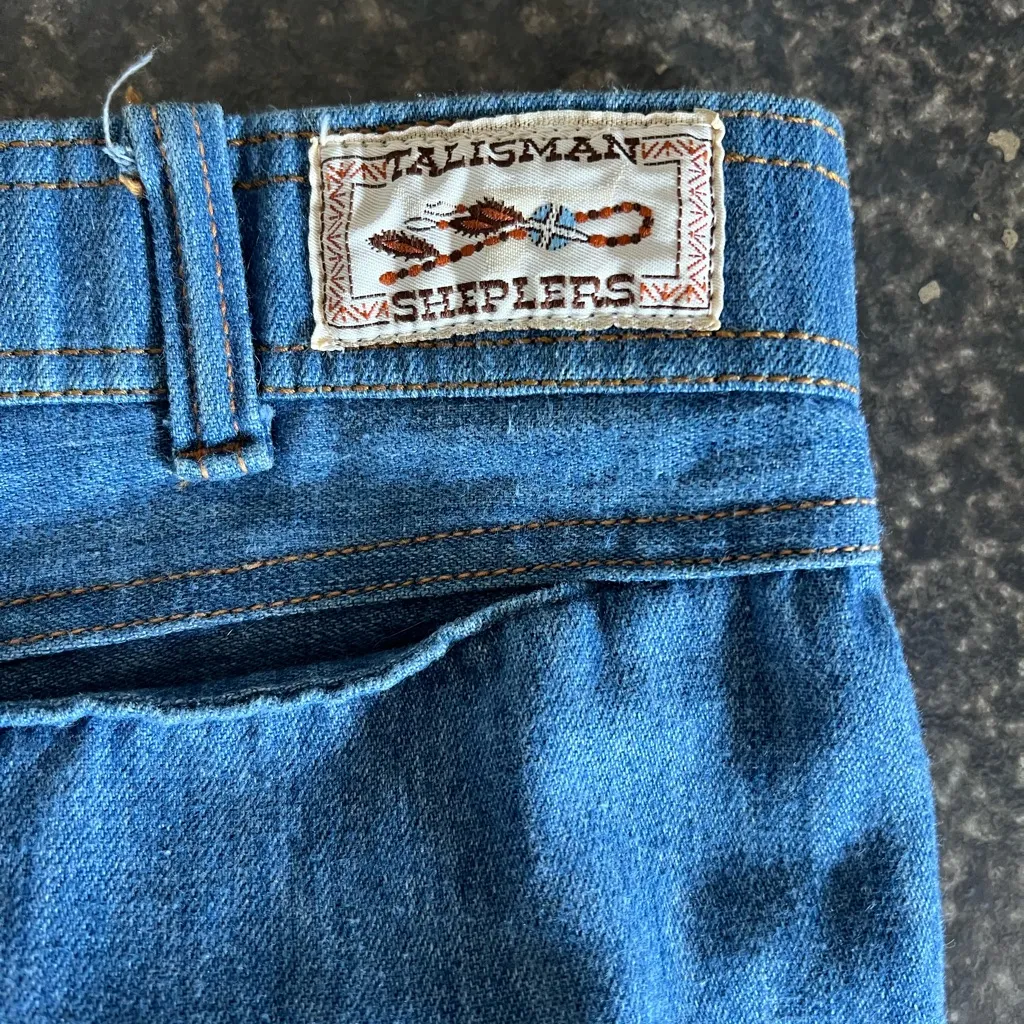 VTG 70s Sheplers Jeans Cowgirl Western Embroidered High Waist Women's Blue Size 10 - Image 8