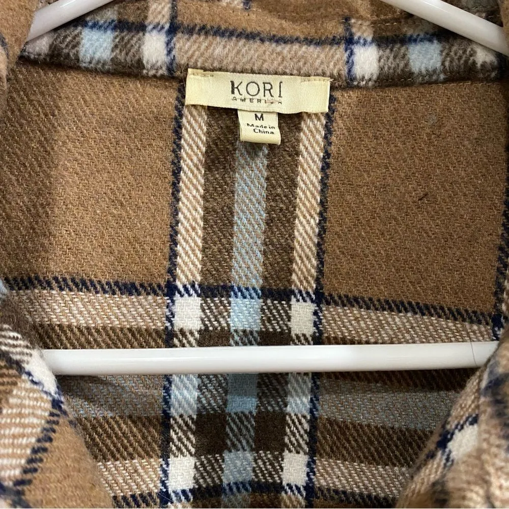 kori america plaid shirt jacket shacket belted coat Size M - Image 4