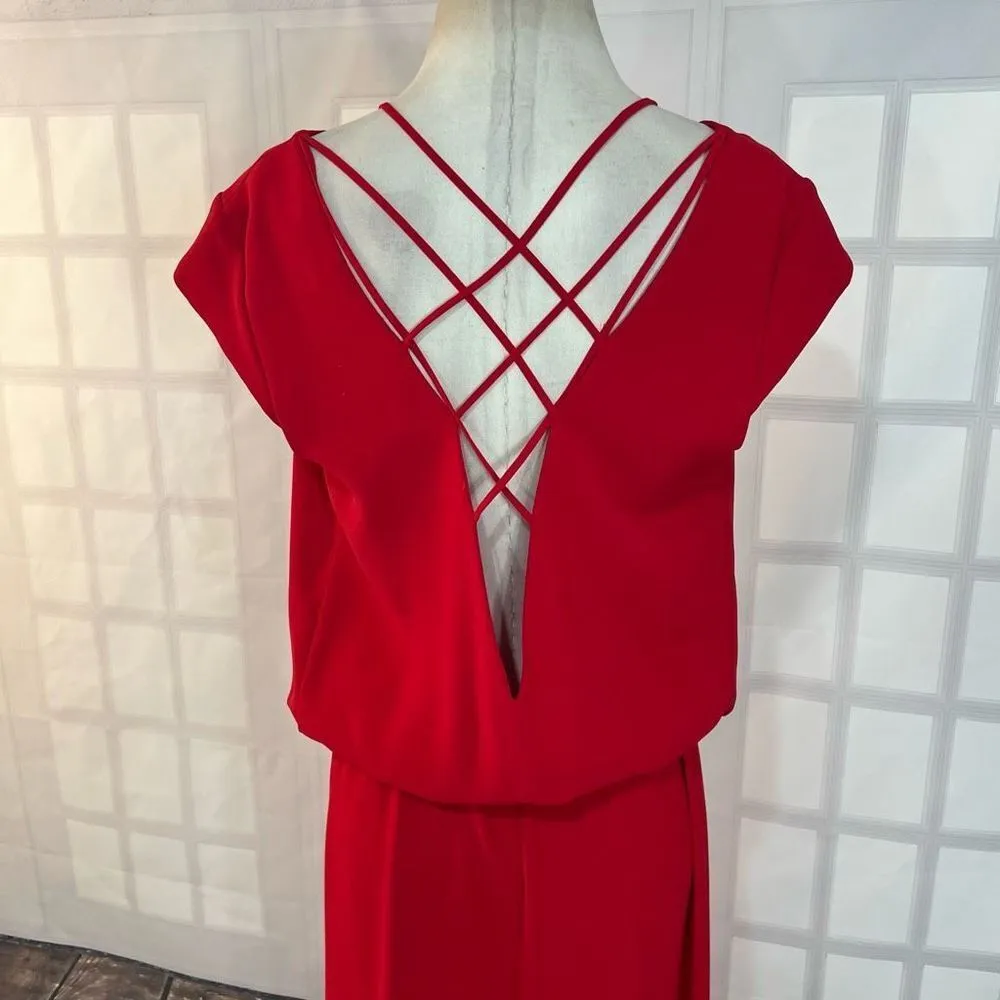 Ba&Sh wolga solid cherry red strappy maxi dress size 2 or medium - Image 8