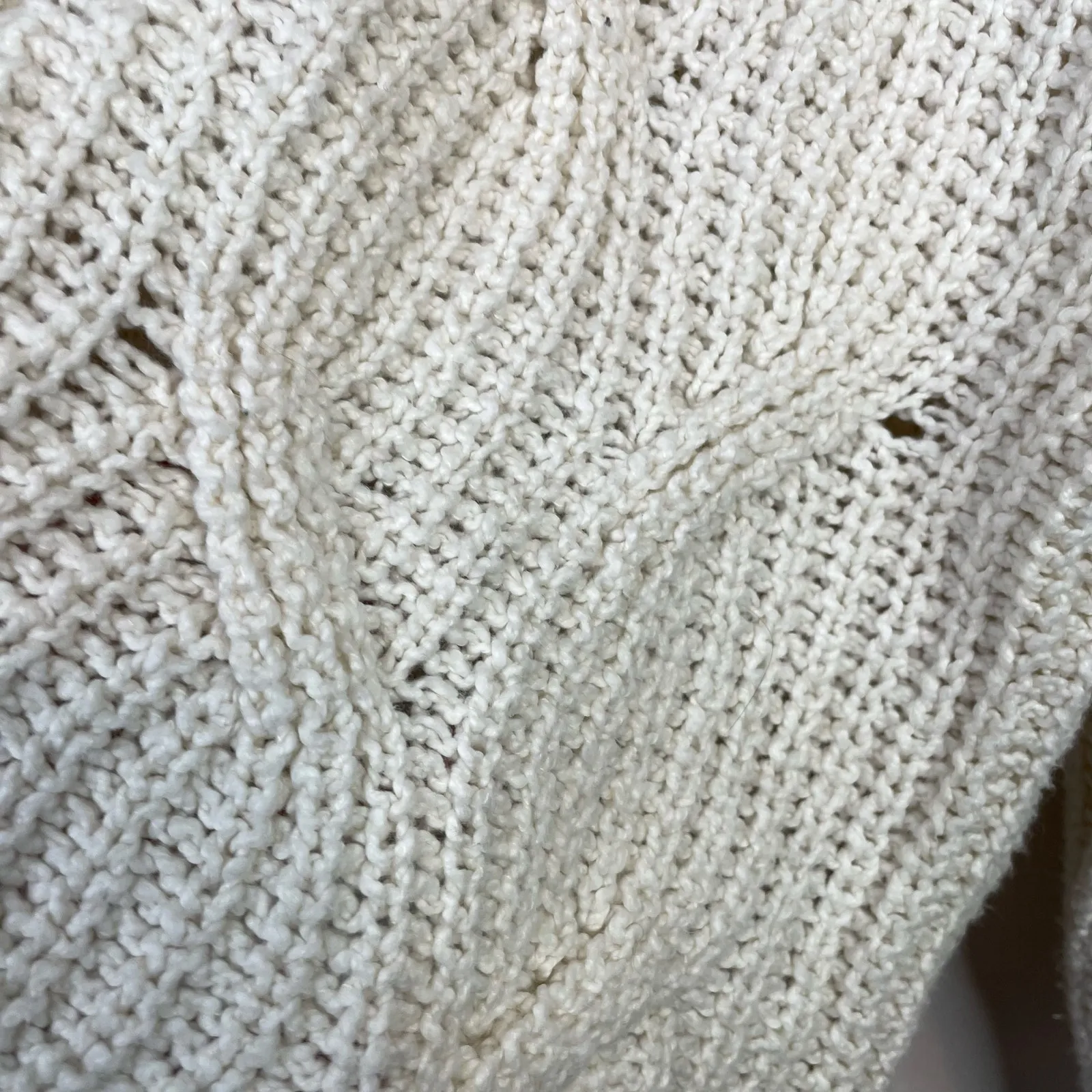 Free People Seasons Change Cotton Chunky Cable Knit Mock Neck Sweater Cream L - Image 5