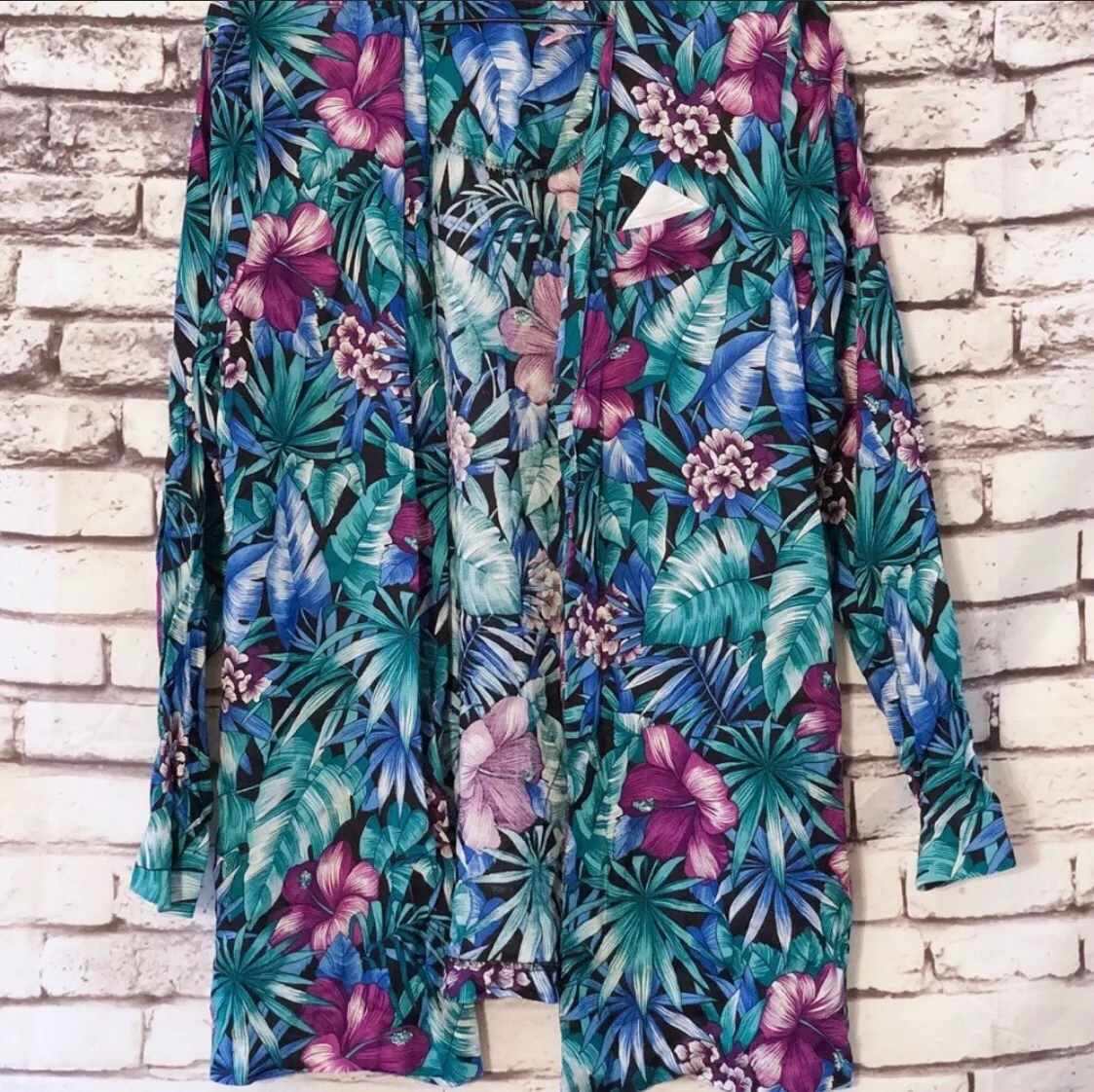 Vintage Floral Blazer Jacket Blue Size M - Image 4