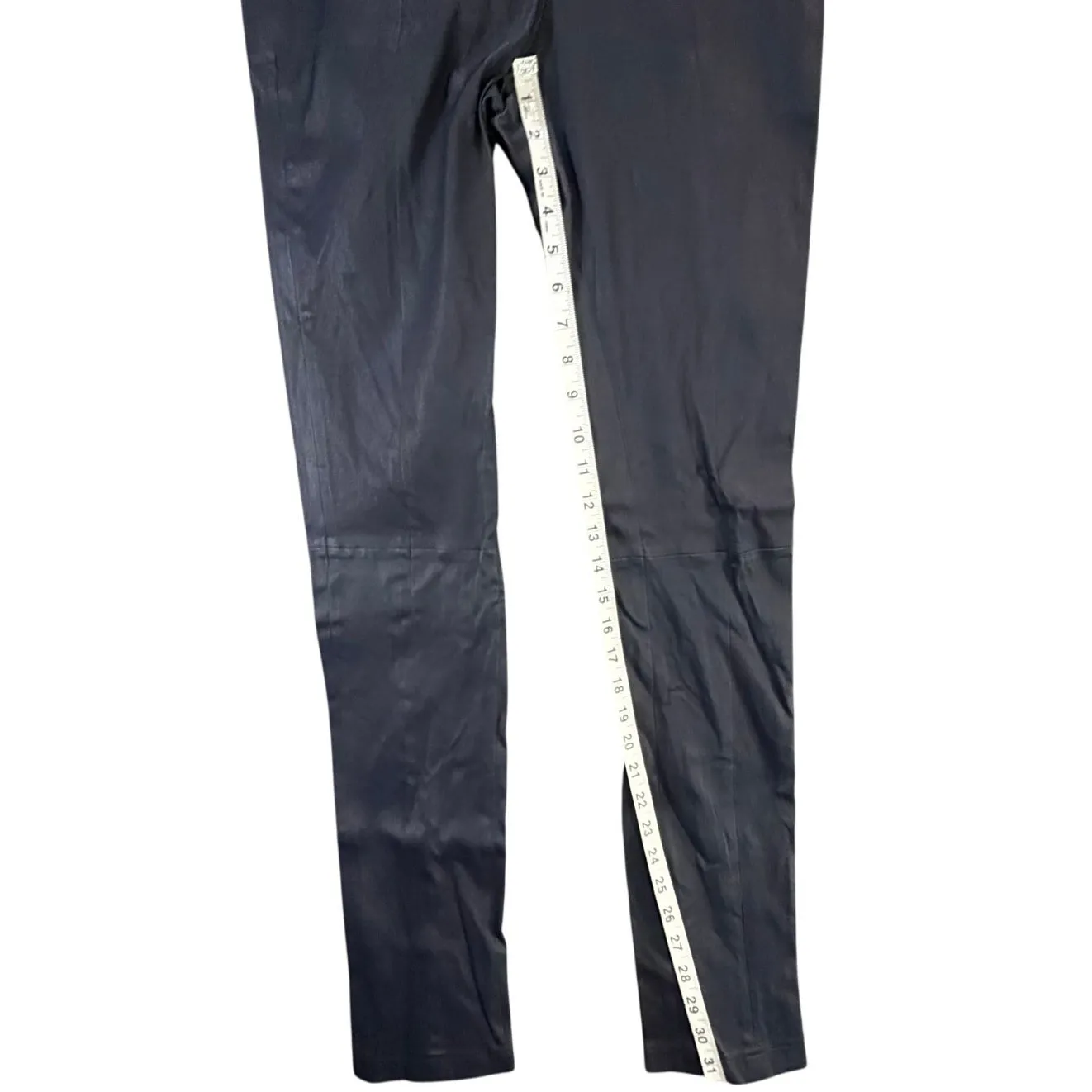 Tory Burch Ally Leather Pants Small Blue Slim Modern Classic Chic City Night Out - Image 7
