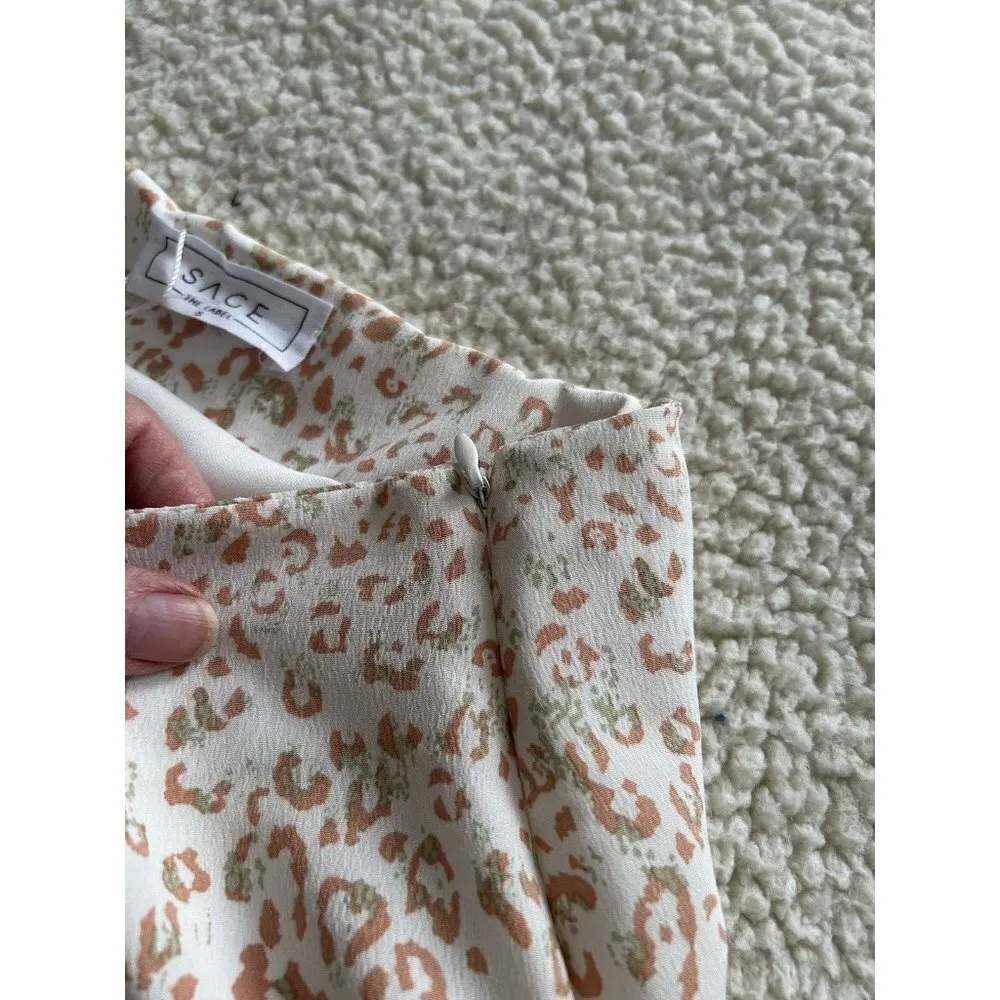 Sage The Label Ivory Mauve Mini Skirt with Flounce Bottom Size S - Image 3