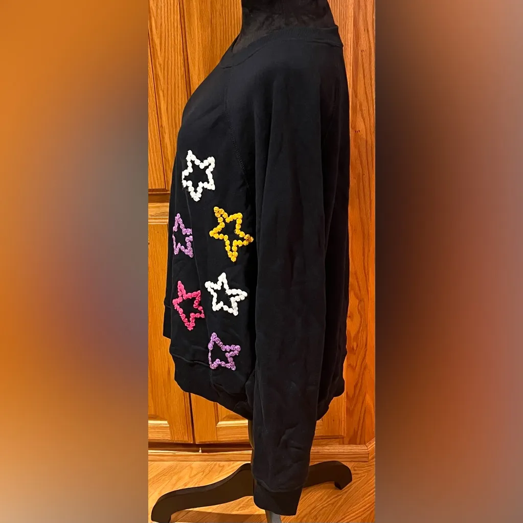 Wildfox Celestial Stiches Star Sommers Relaxed Fit Sweatshirt Black Size XL - Image 12