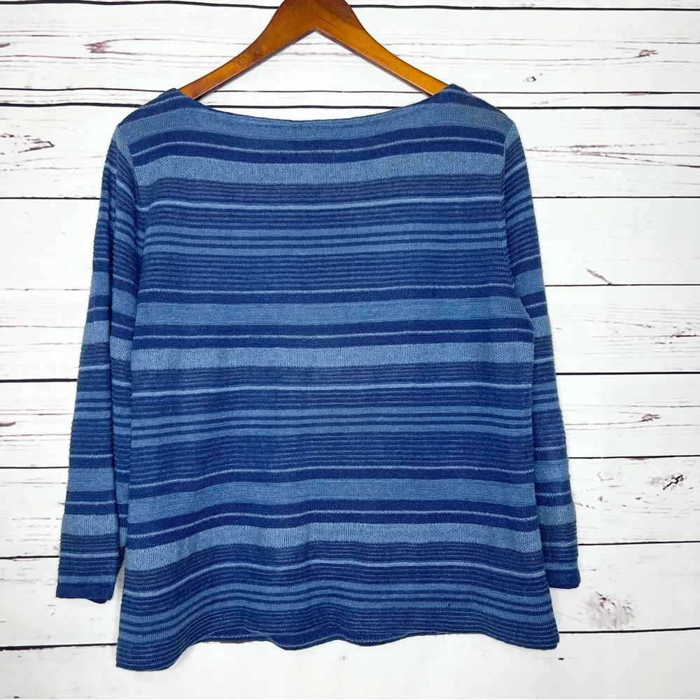 Lauren Ralph Lauren Blue Striped Linen Top Size Large - Image 4