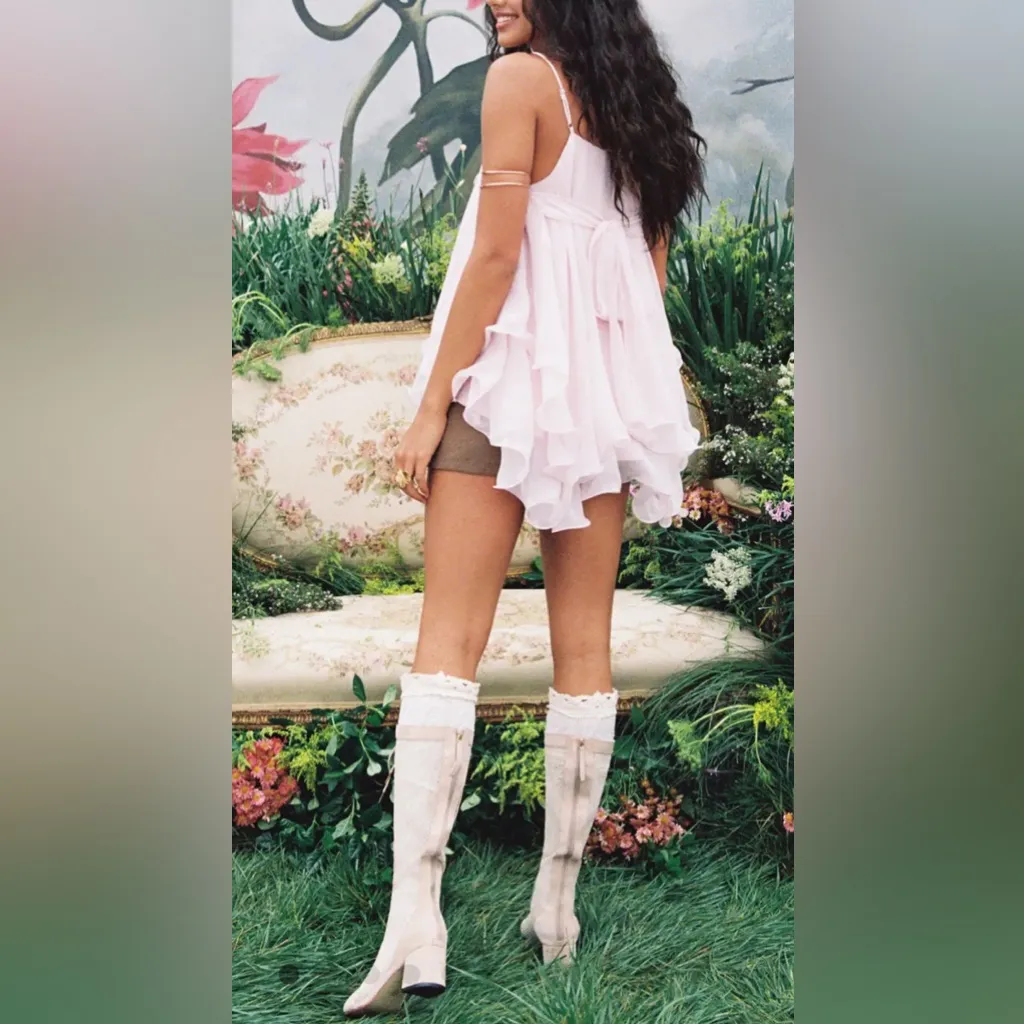 CIDER Ruffle Hem Knotted Layered Cami Top Pink XS NWT IN PACKAGE - Image 4