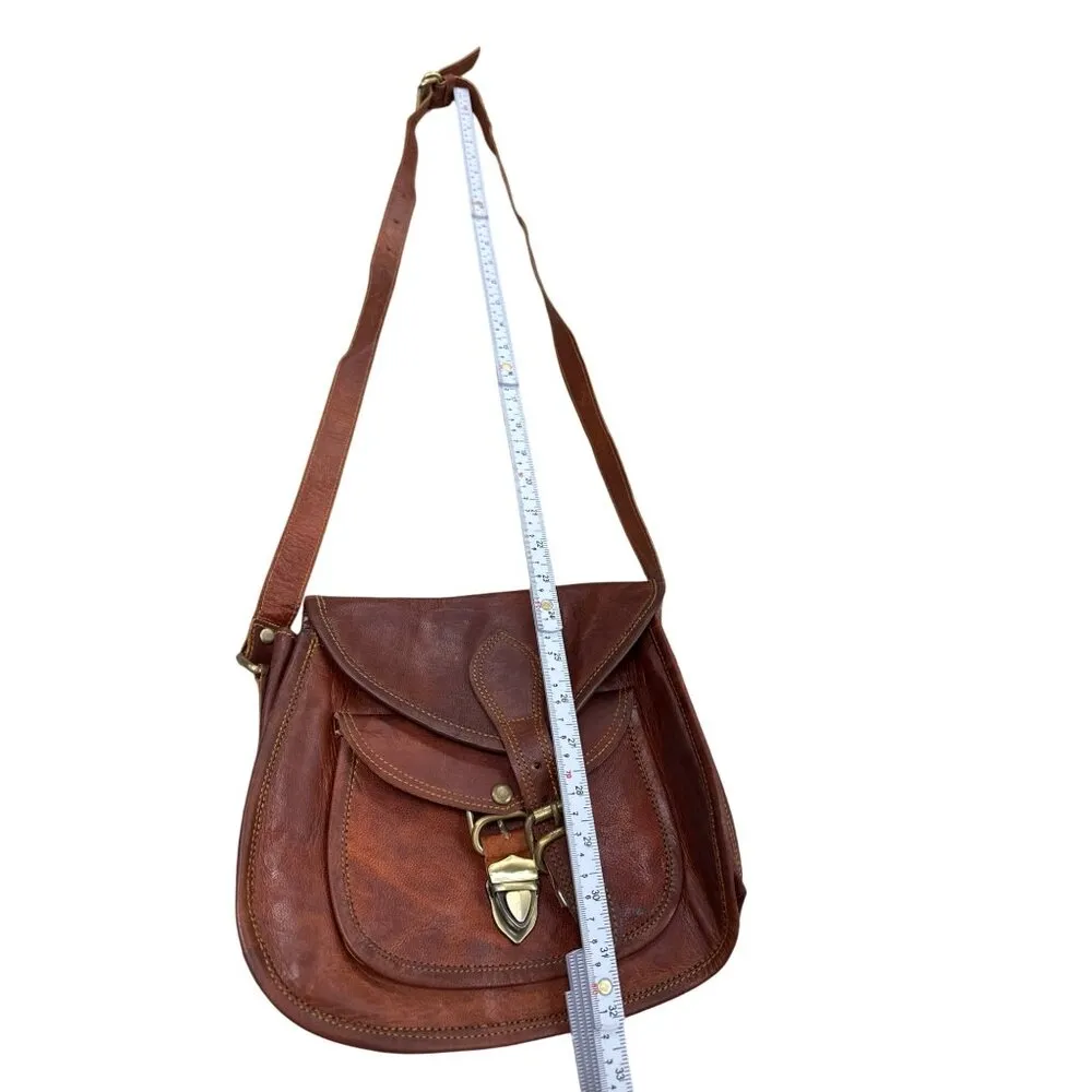 Firu womens Vintage Leather Handmade crossbody Purse 9x10 SKU 7164 Brown - Image 7