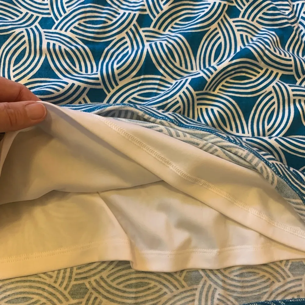 Banana Republic dress Size Large teal and white sleeveless tie waist dra… - Image 5