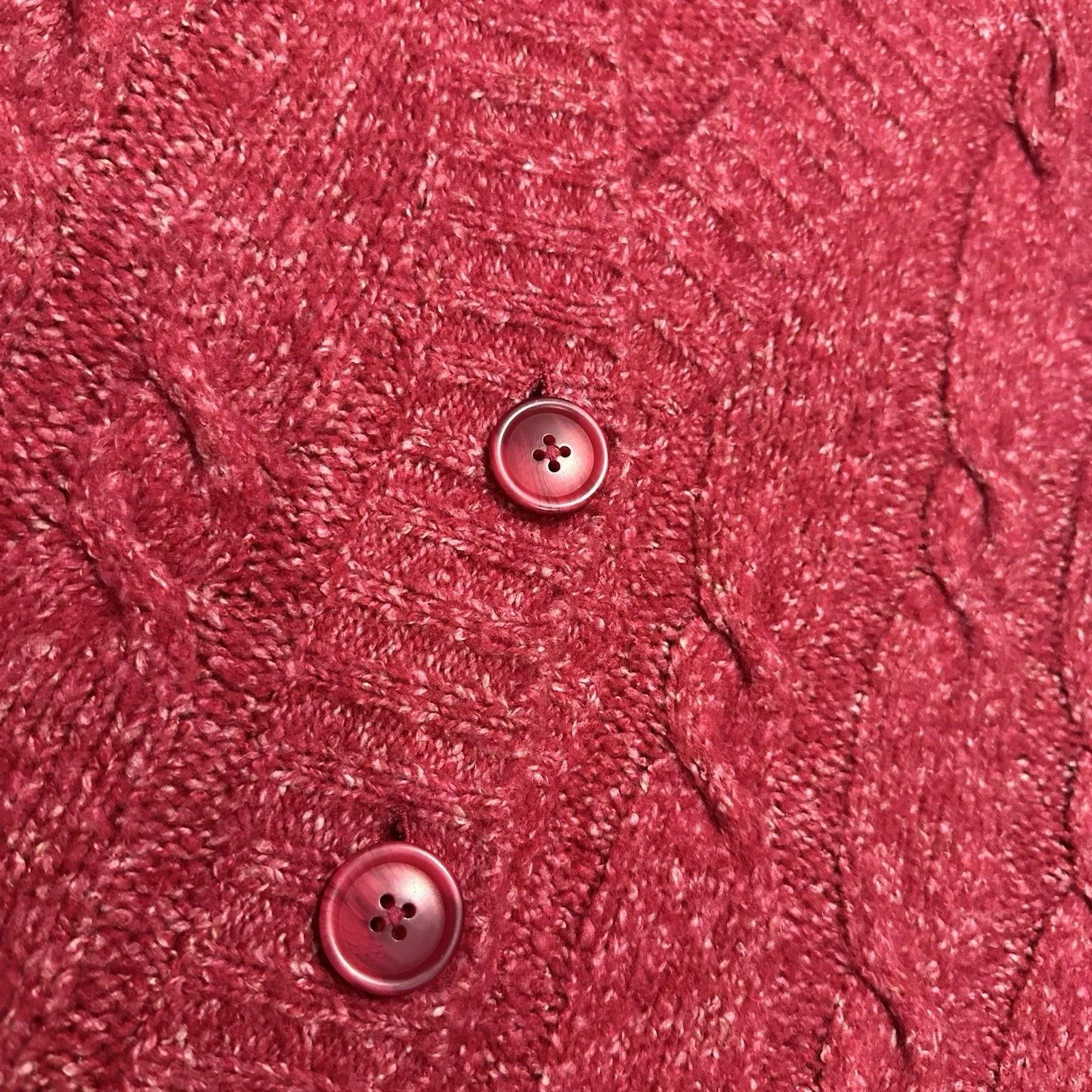 LLBean Cable Knit Sweater Vest L Wool Blend Button Front Cottagecore Academia Pink Size L - Image 3
